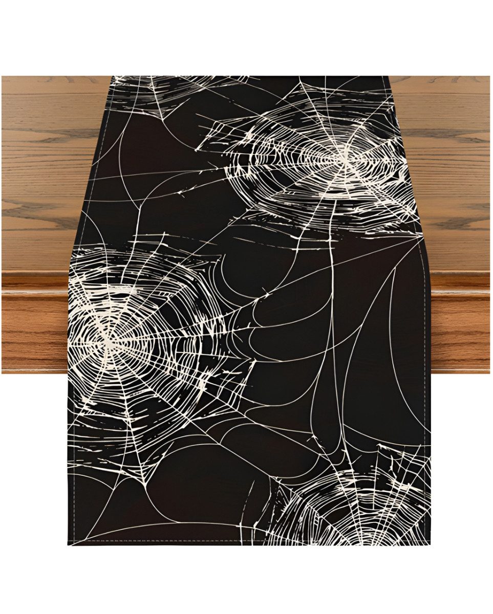 Horror-Shop Dekofigur Midnight Cobweb Garden Tischläufer als Halloween &