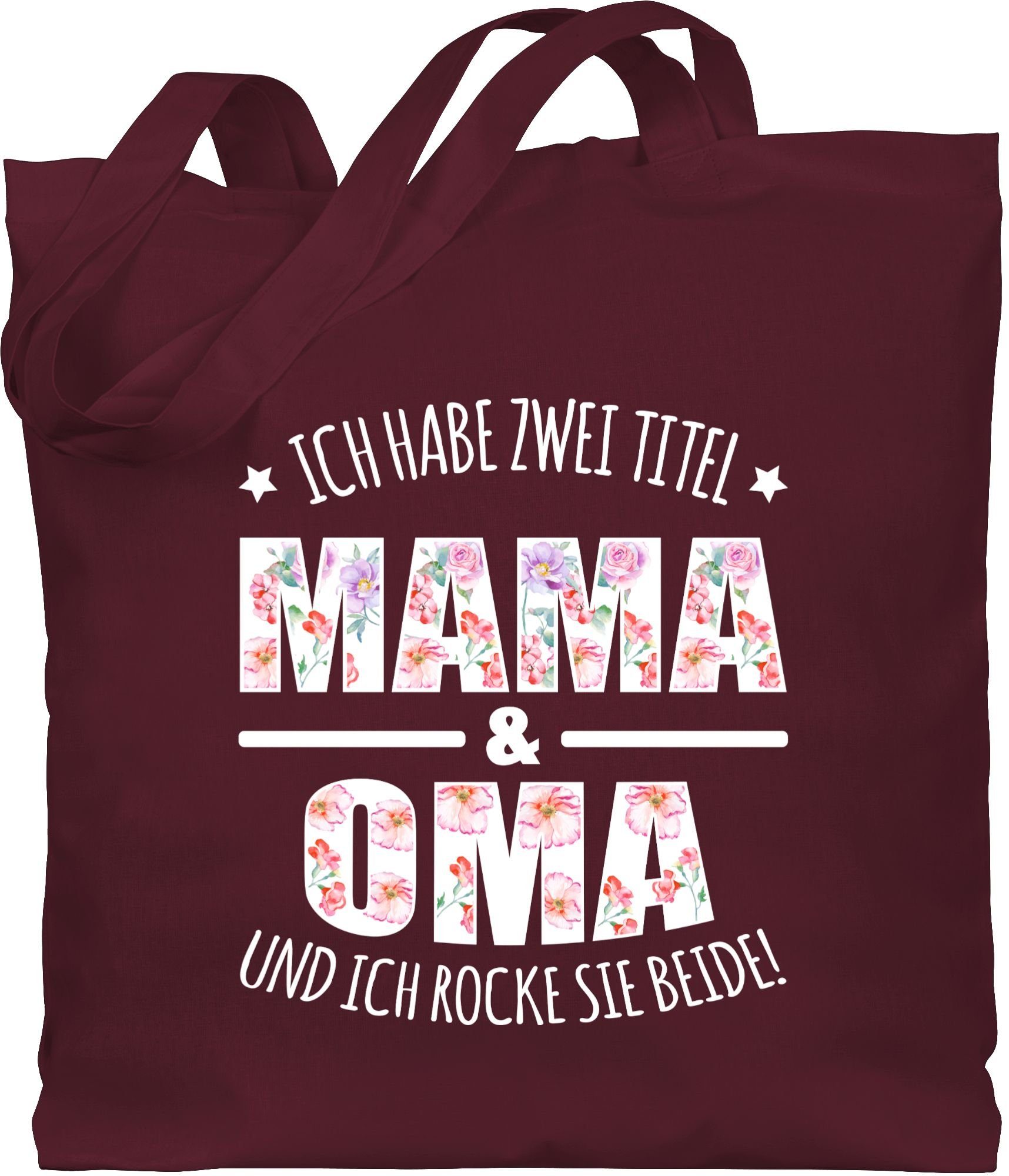 Shirtracer Umhängetasche Habe zwei Titel: Mama & Oma, Oma Geschenk 1 Bordeauxrot