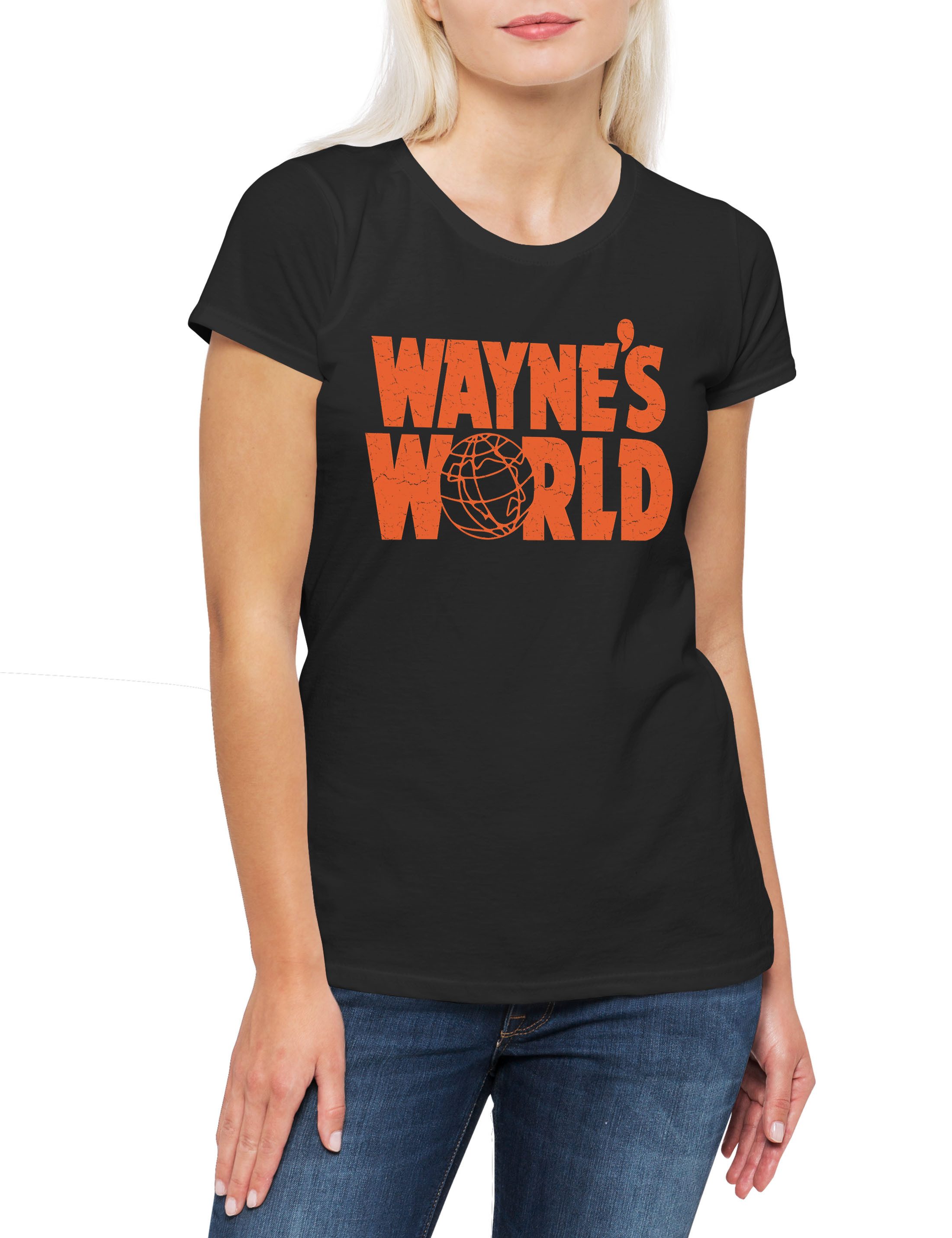 Print-Shirt Wayne´s World Logo Damen T-Shirt Music Symbol Sign Musik Movie Film