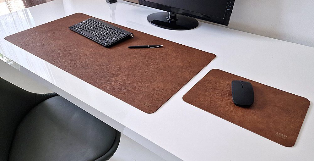 Profi Mats Schreibtischunterlage Schreibtischunterlage Just Kunst Leder 80x38cm mit Mauspad 29x20cm