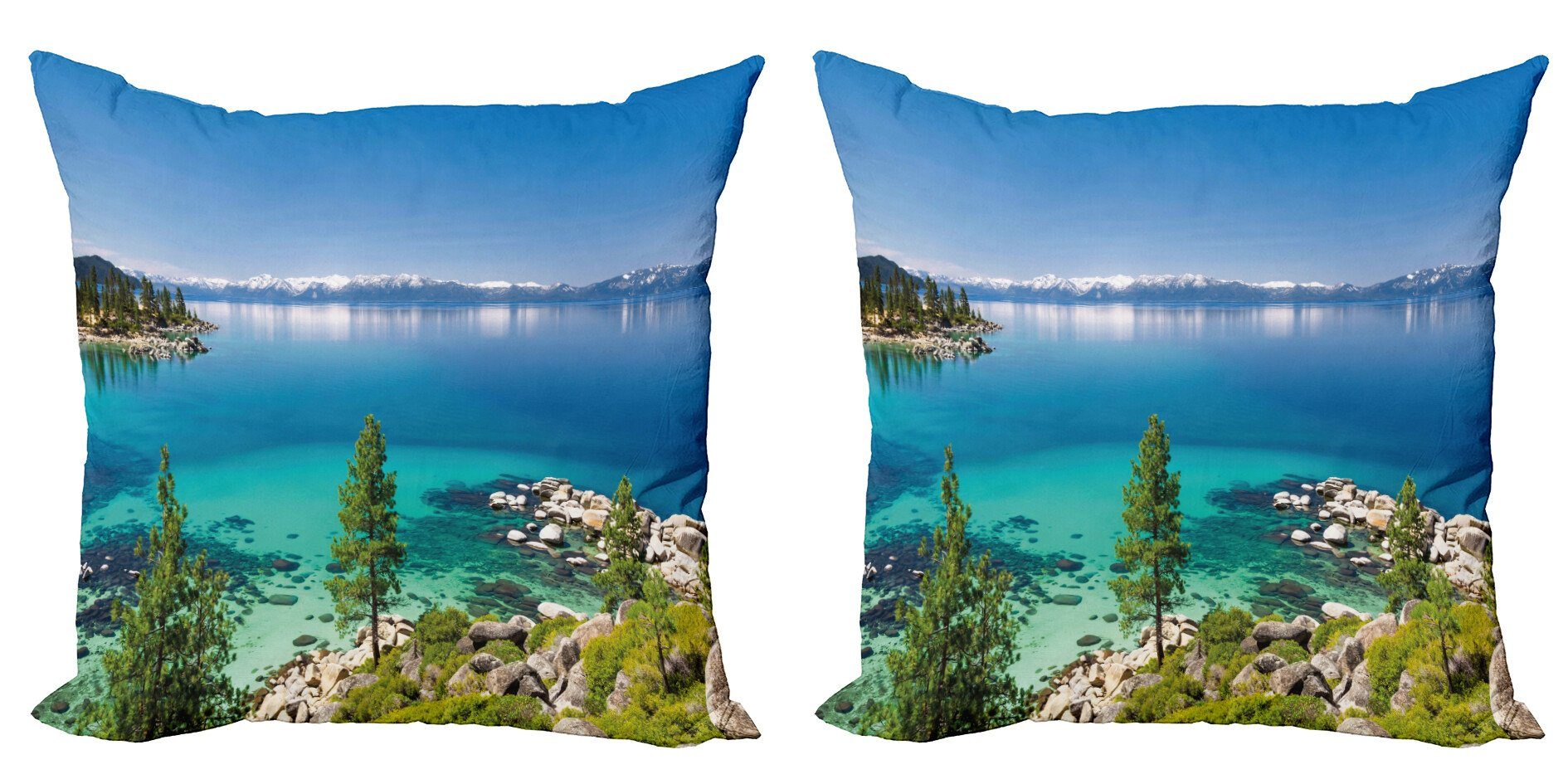 Digitaldruck, Modern Tahoe Küstenlinie Kissenbezüge Abakuhaus Stück), Ruhige Accent (2 Doppelseitiger Blau