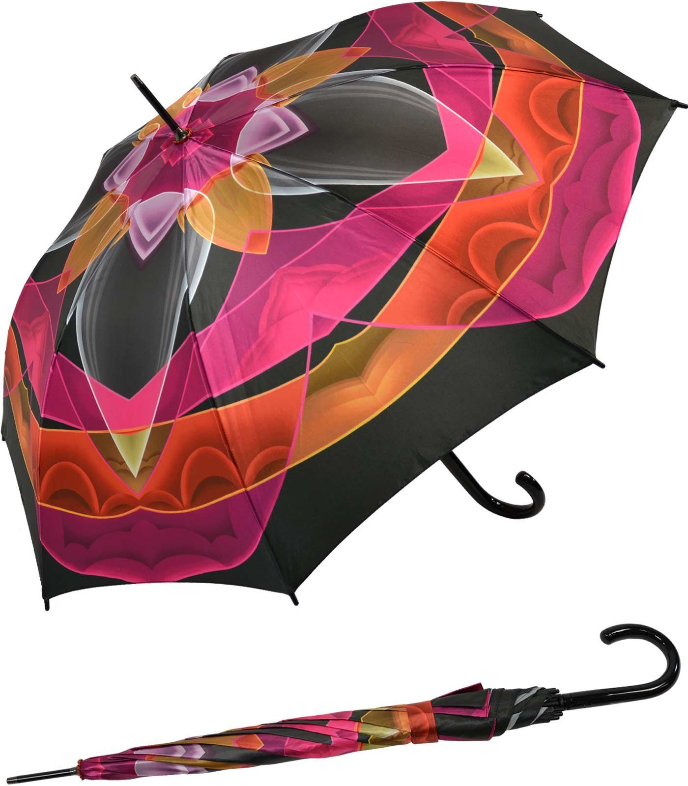 doppler® Stockregenschirm extravagant bedruckter Damenschirm Auf-Automatik, modernes Design auf einem stabilen Stockschirm