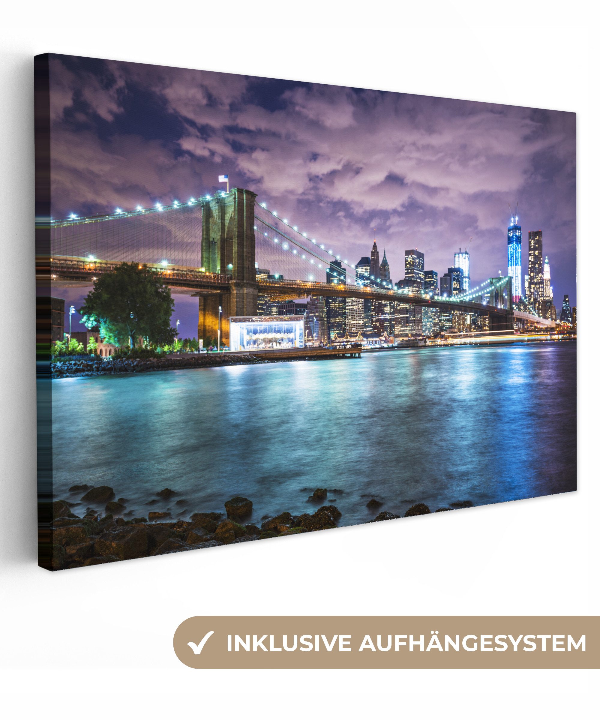 OneMillionCanvasses® Leinwandbild New York - Skyline - Stadt - Farben, Foto günstig online kaufen