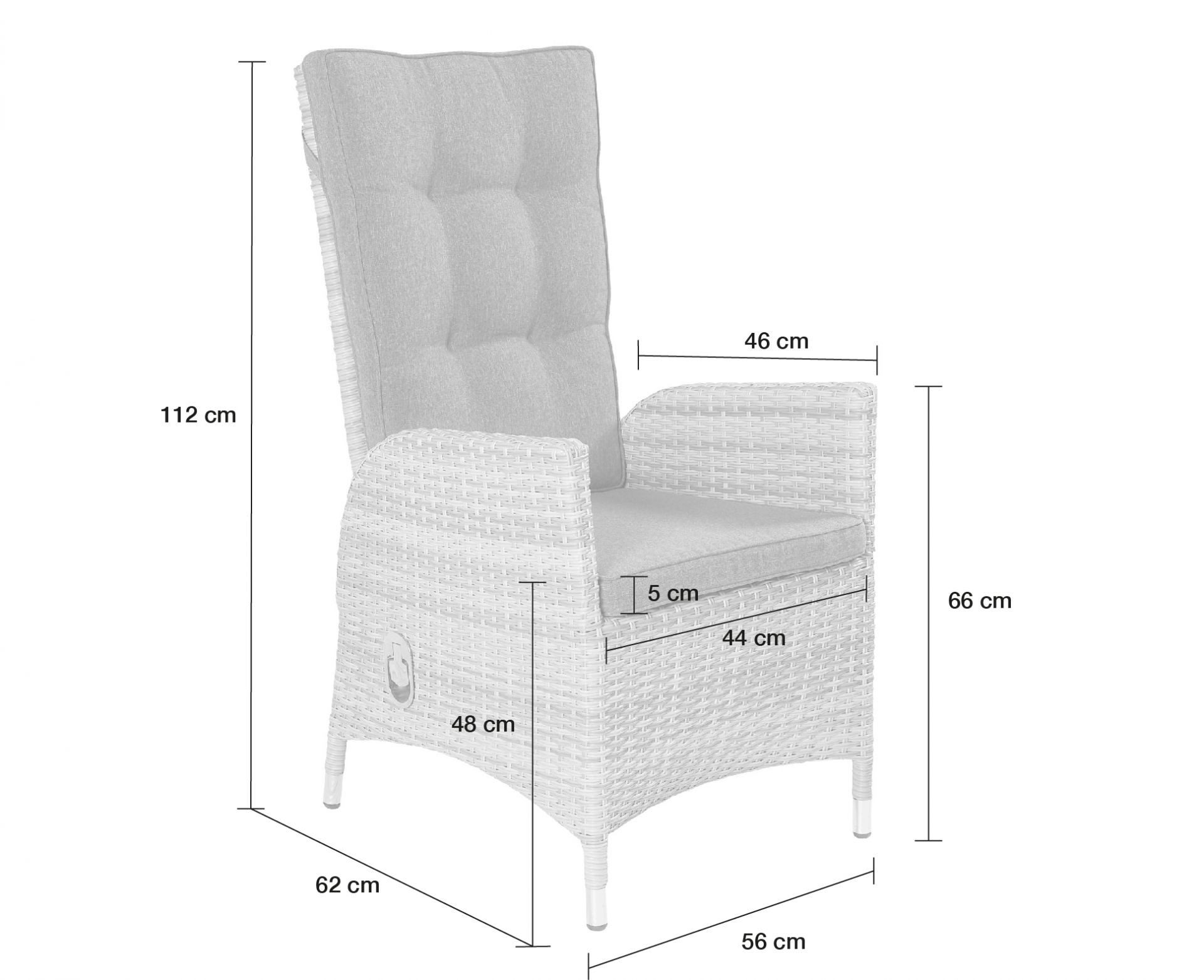 dasmöbelwerk Gartenstuhl Positionsstuhl Boston Verstellsessel Gartenstuhl Esstischstuhl Grau, verstellbarer Rückenlehne