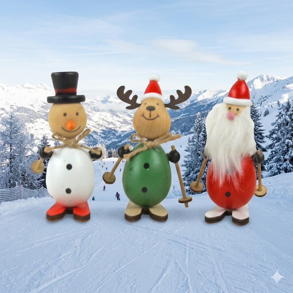 Posiwio Weihnachtsfigur 3er Set Holzmännchen (3 St)
