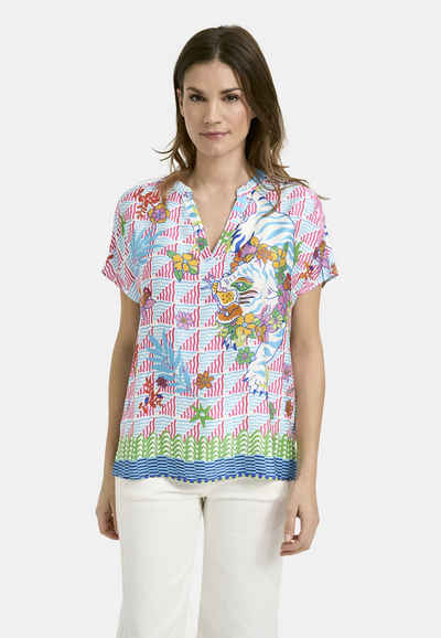 Milano Italy Klassische Bluse BLOUSETOP WITH PANEL AND V-NECK