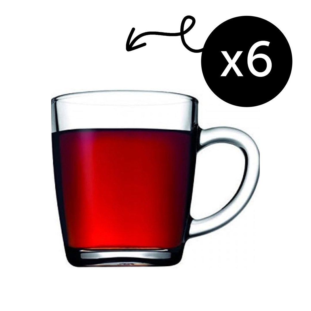 Pasabahce Стекло-Set Basic Glasbecher mit Henkel, Glas, 6er Set, 350 ml, ideal für Kaffee, Tee & Kakao