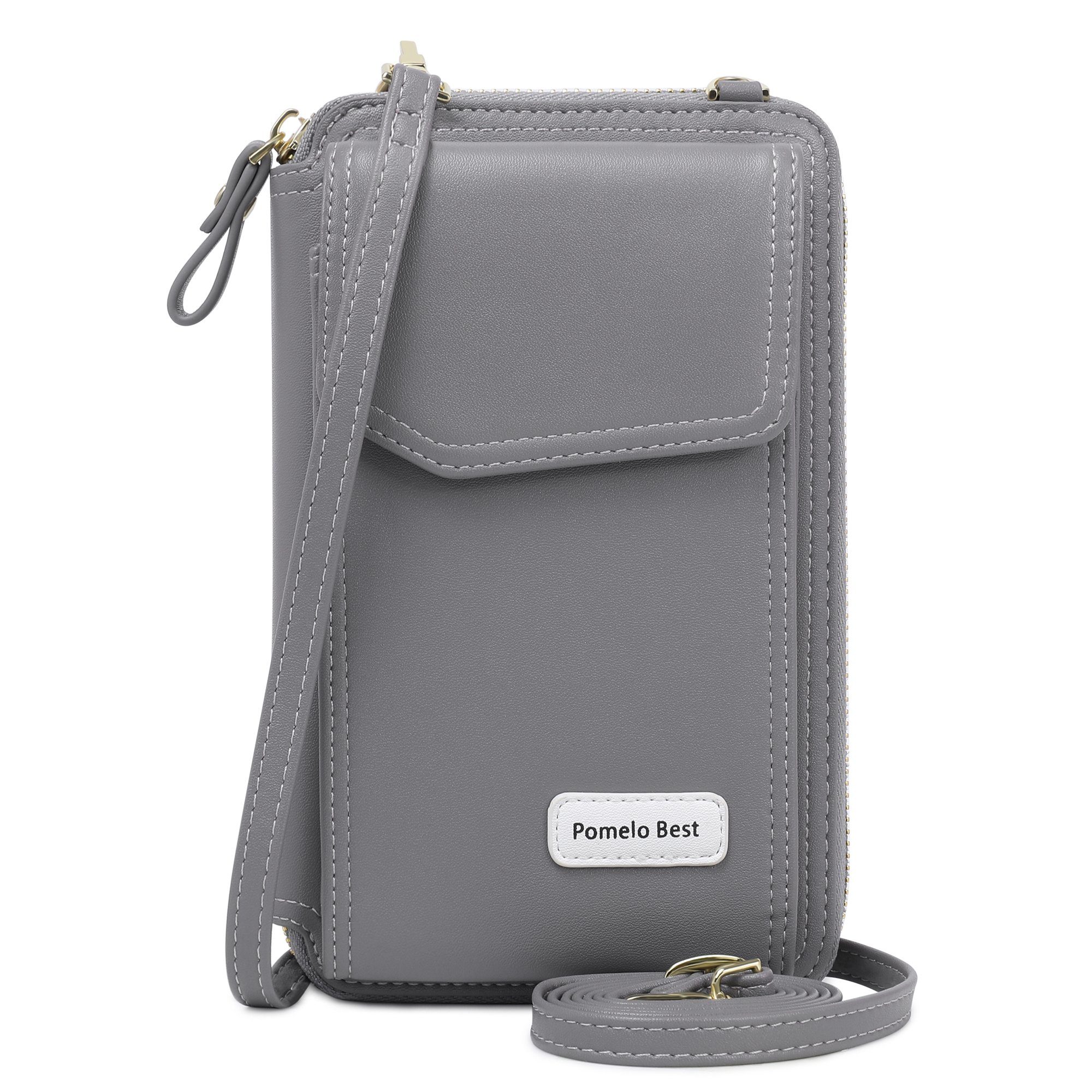 REDOM Handytasche Damen Schultertasche Leder Kleine Handy Umhängetasche Tasche Geldbörse (Reisepass Tasche Anti-Diebstahl mit verstellbar abnehmbar Schultergurt, Handyfach mit Magnetverschluss, mit Credit Card Slots, Brieftasche), mit vielen Kartenfächer Reißverschluss Münzfach Beutel 18,7x12,5x4 cm