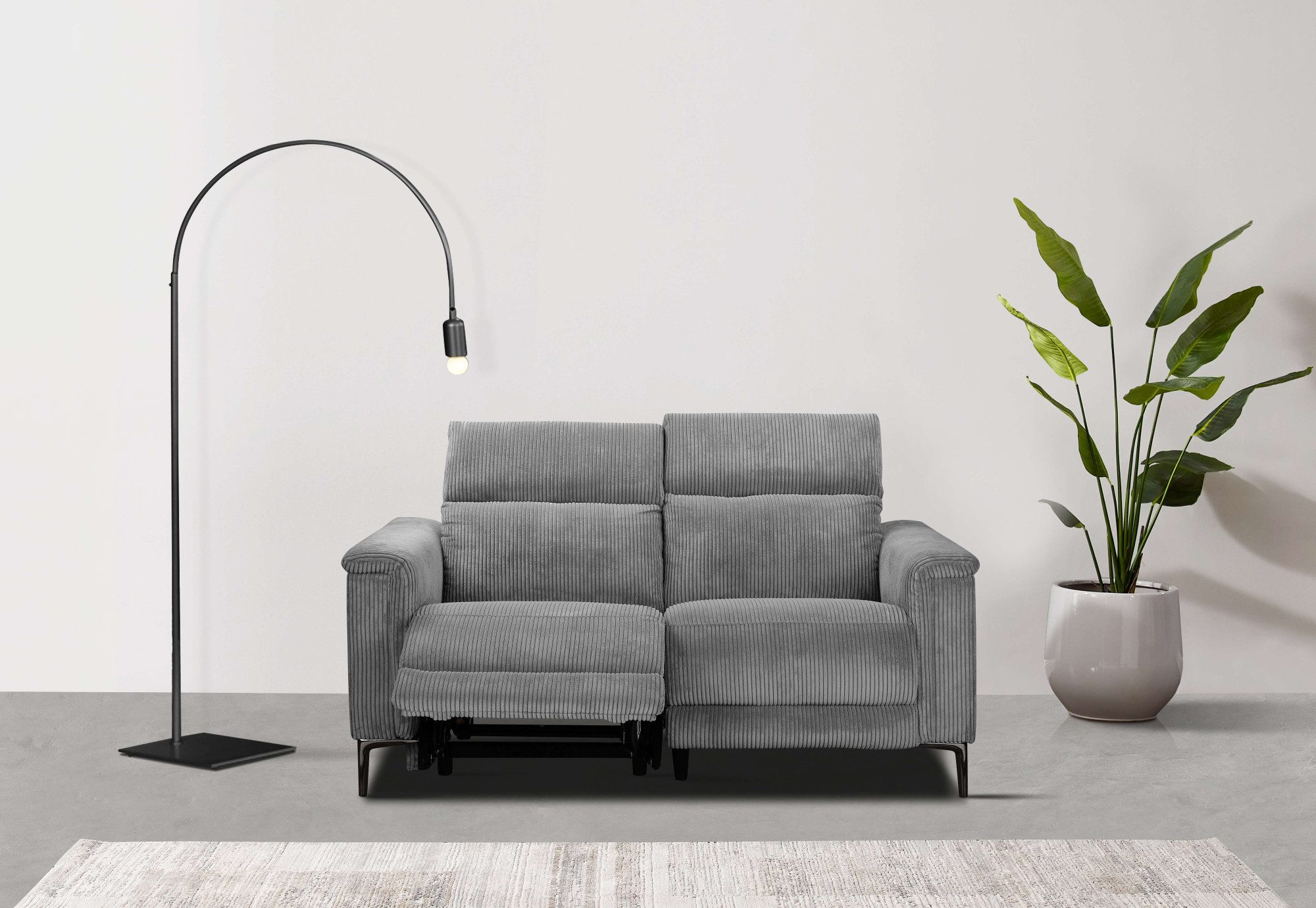 Home affaire 2-Sitzer Lund in Cord, mit manueller o. elektrischer, Relaxfunktion, USB-C, Kopfteilverstellung, Breite 160 cm