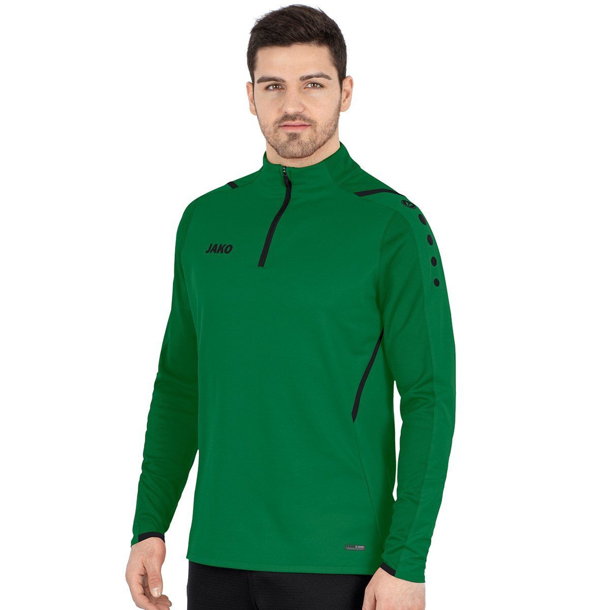 Langarmshirt Ziptop Challenge - Fleece-Innenseite, Zip-Reissverschluss - grün