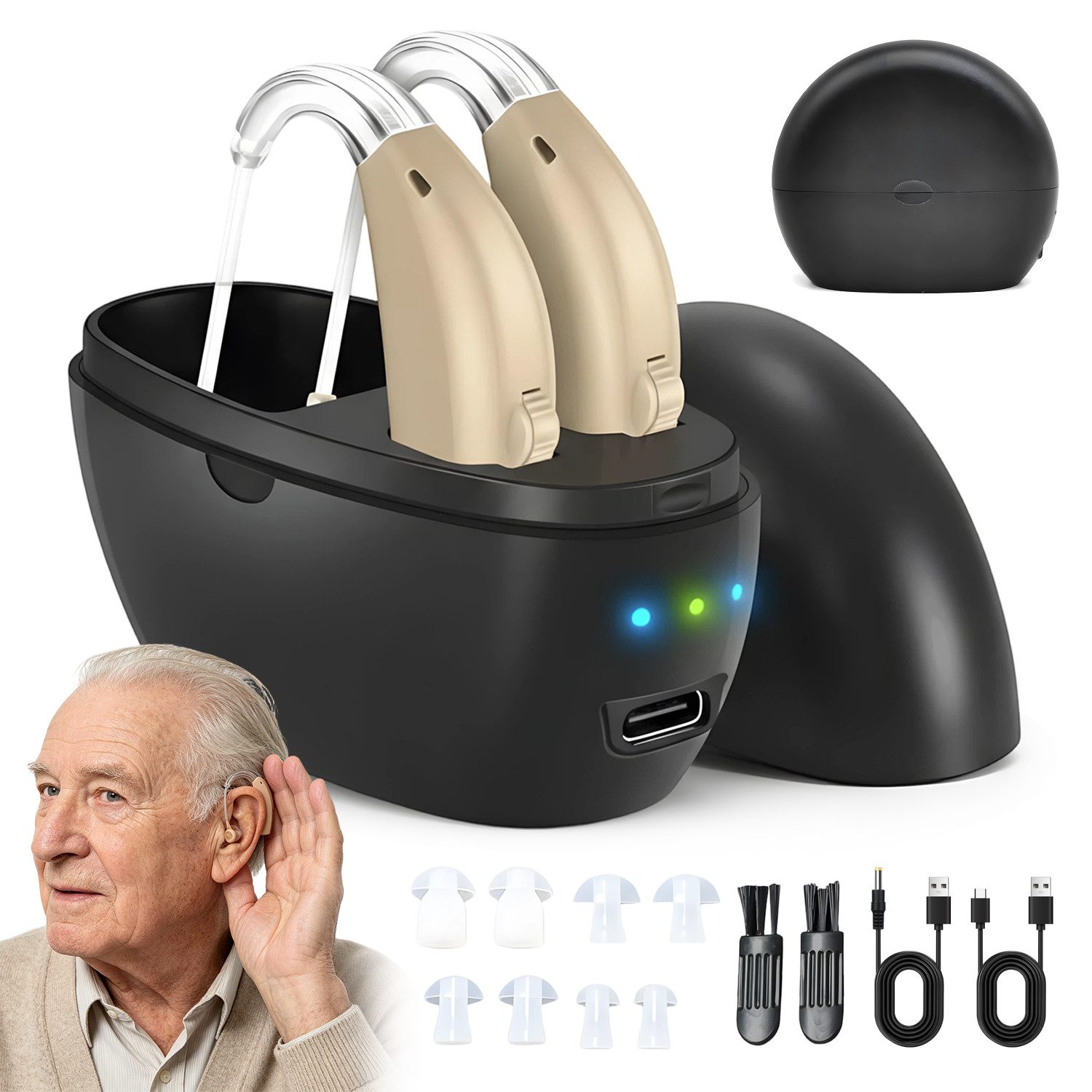 AKKEE Hörverstärker Digitale Hörgeräte, Im-Ohr-Hörgerät Hörversstärker, Geräuschunterdrückend Soundverstärker für Senioren