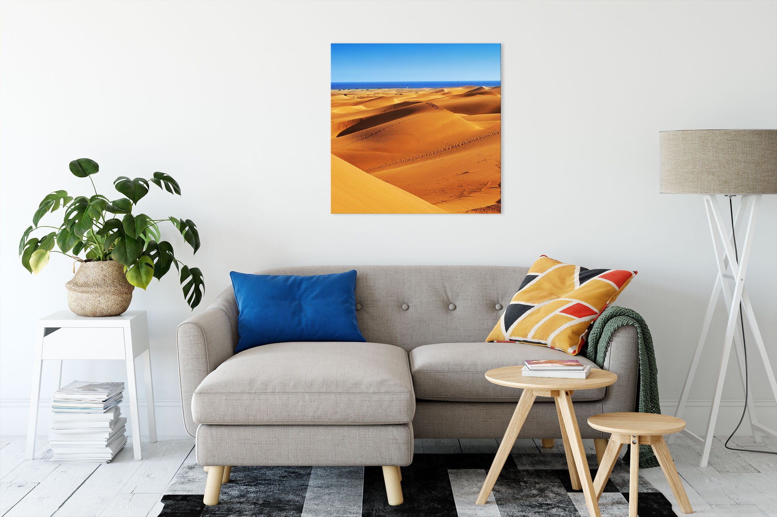 Pixxprint Leinwandbild (1 Wüste Meer, Meer Wüste Zackenaufhänger am fertig Leinwandbild St), inkl. am bespannt