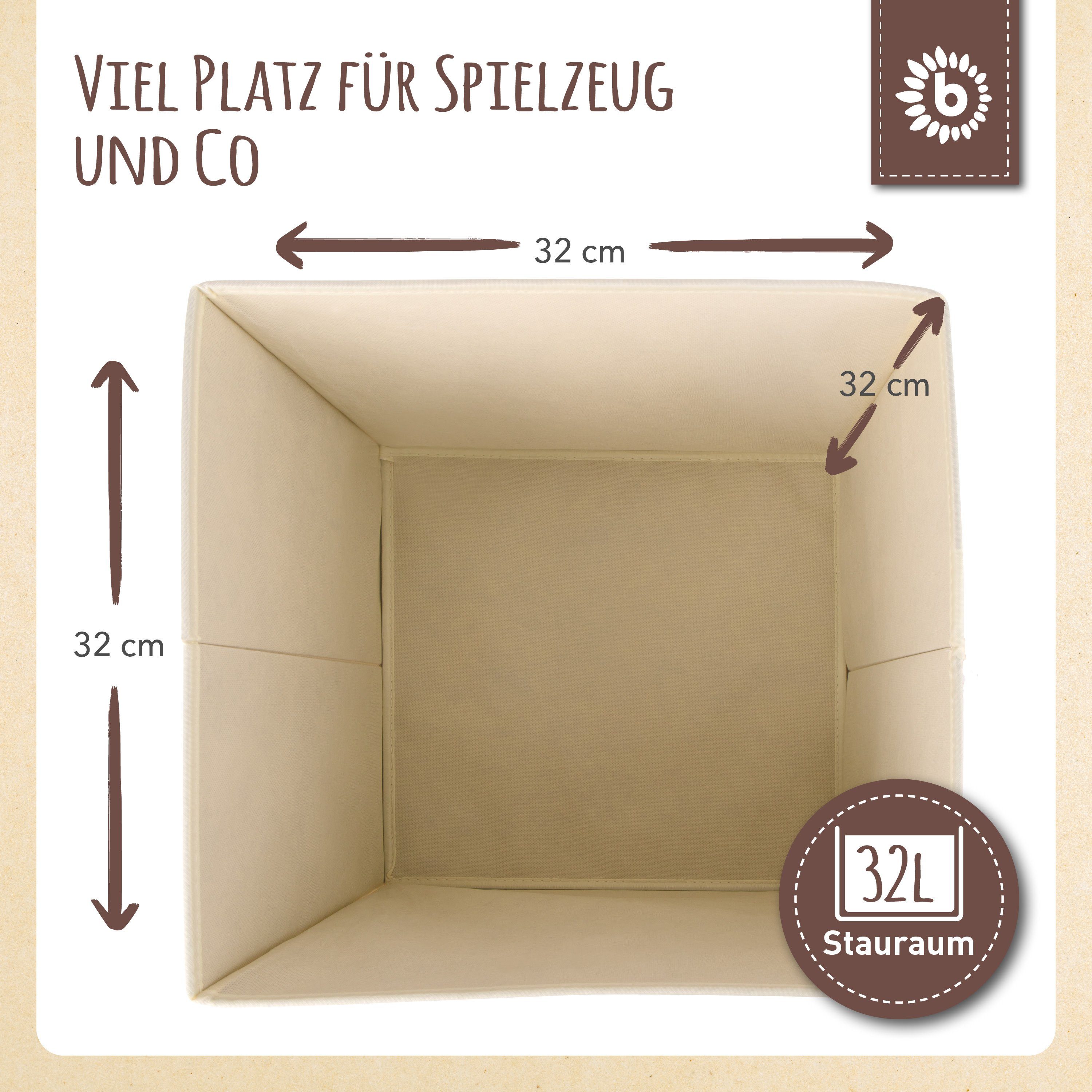 BIECO Spielzeugtruhe Bieco Kinder Aufbewahrungsbox Rehe 36L, faltbar Kallax Spielzeugkiste