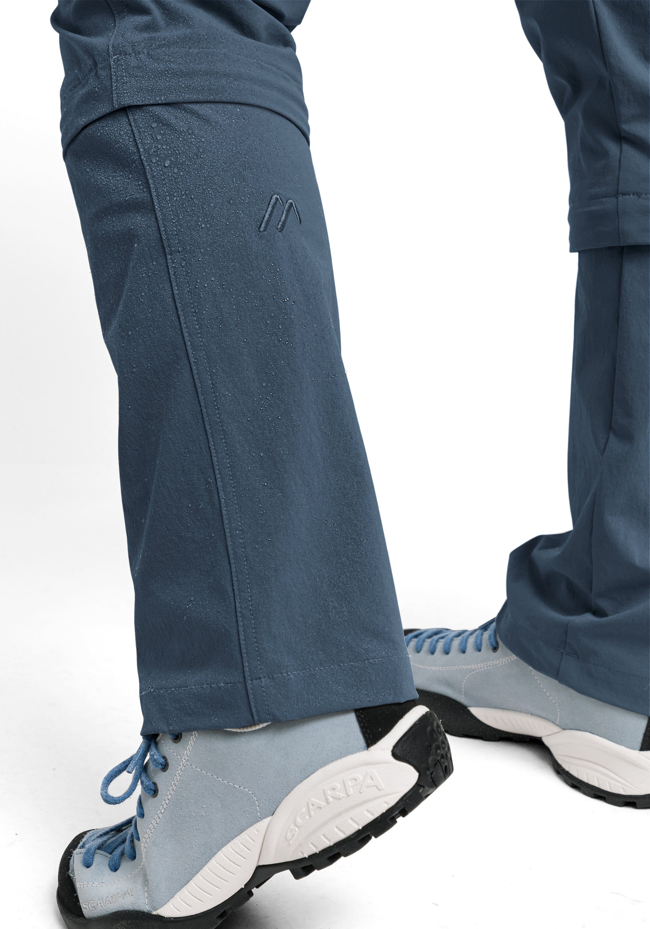 Maier Arolla zipp-off Sports Funktionshose Damen atmungsaktive Capri-Hose Wanderhose, jeansblau