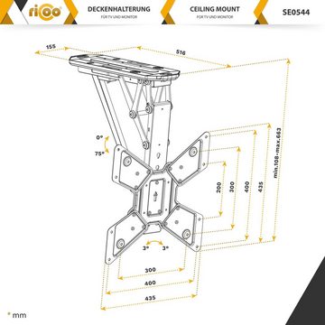 RICOO SE0544 TV-Deckenhalterung, (bis 55 Zoll, Fernseher Halter elektrisch motorisiert neigbar universal VESA 400x400)