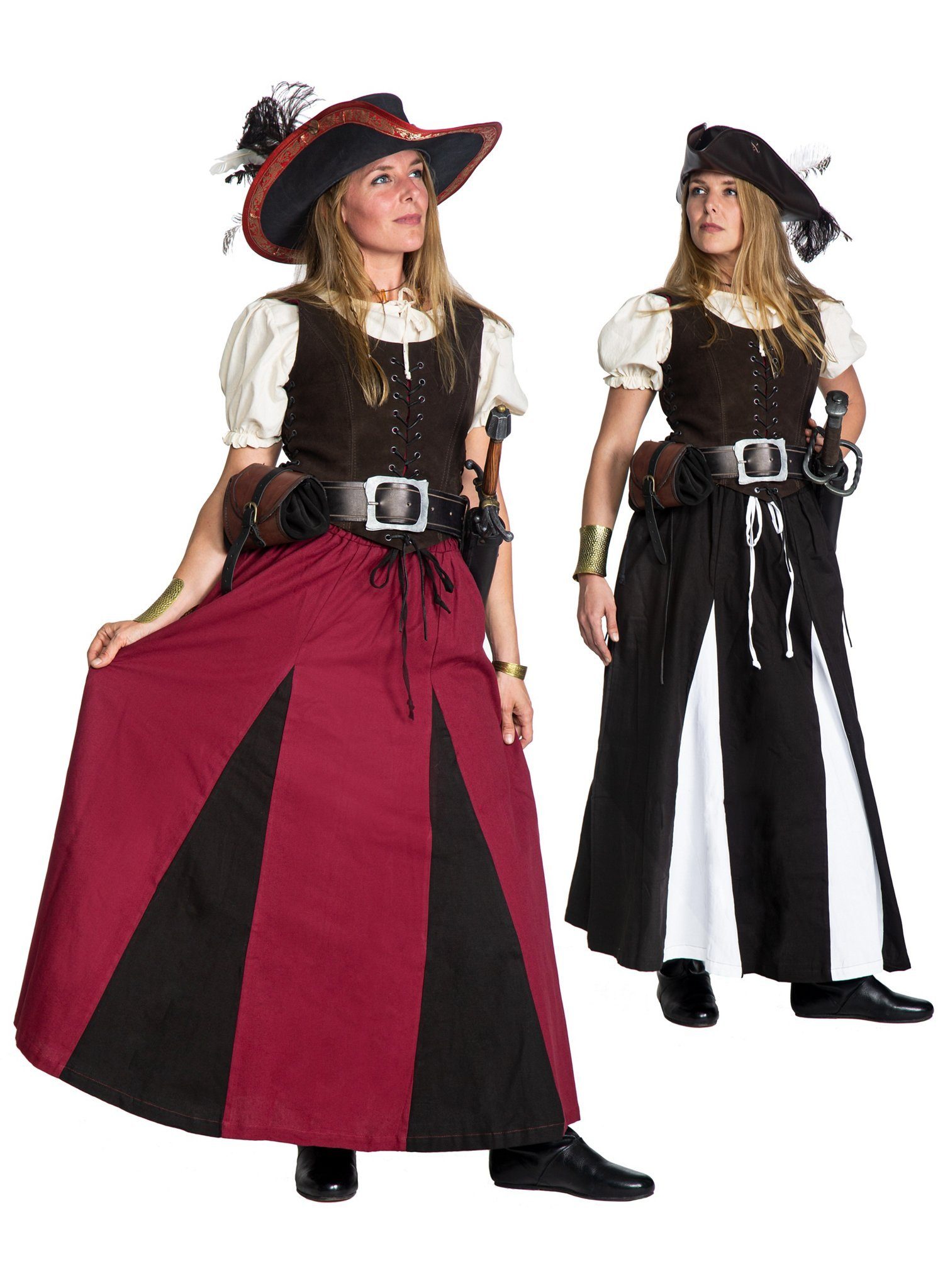 Metamorph Kostüm Rock - Egeria, Der zweifarbige, weite Mittelalter Rock Egeria ist ein echter Hingucke