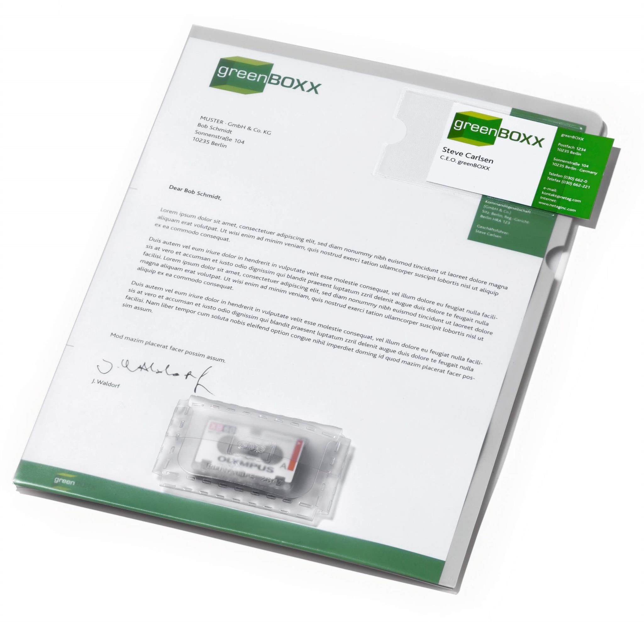 DURABLE Prospekthülle Durable Sichthülle A4 Diktathülle be für Schriftgut und Kassette