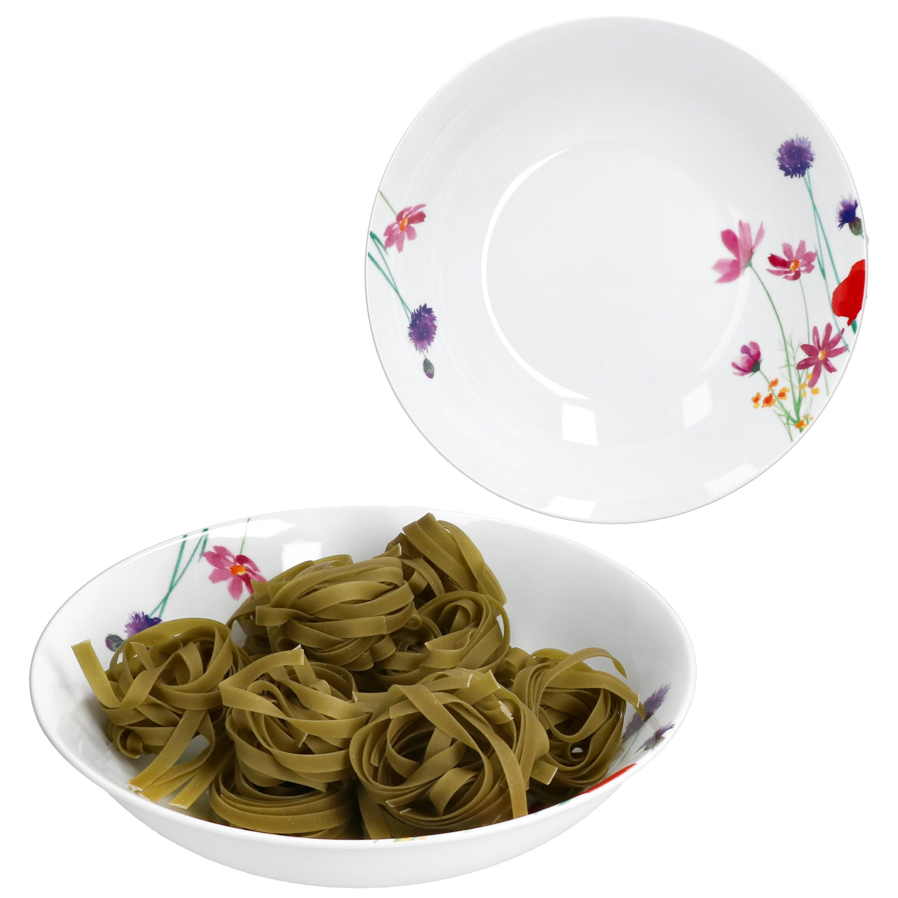MamboCat Servierschale 2x Marie Servierschale Ø25,5cm 1,3L Porzellan Blumen Suppenschüssel, Porzellan