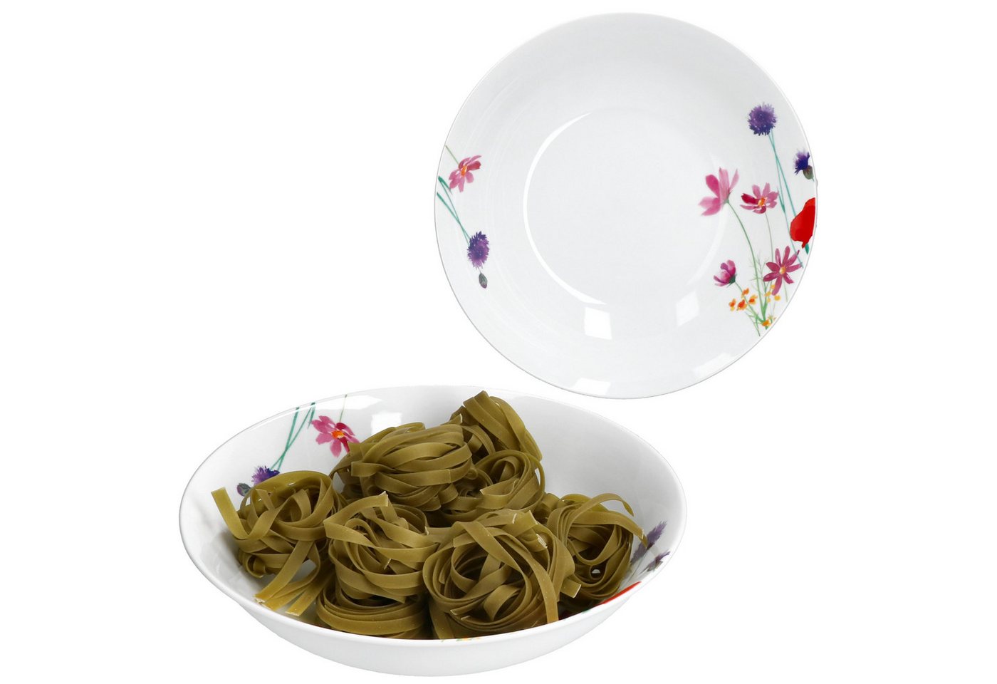 MamboCat Servierschale 2x Marie Servierschale Ø25,5cm 1,3L Porzellan Blumen Suppenschüssel, Porzellan