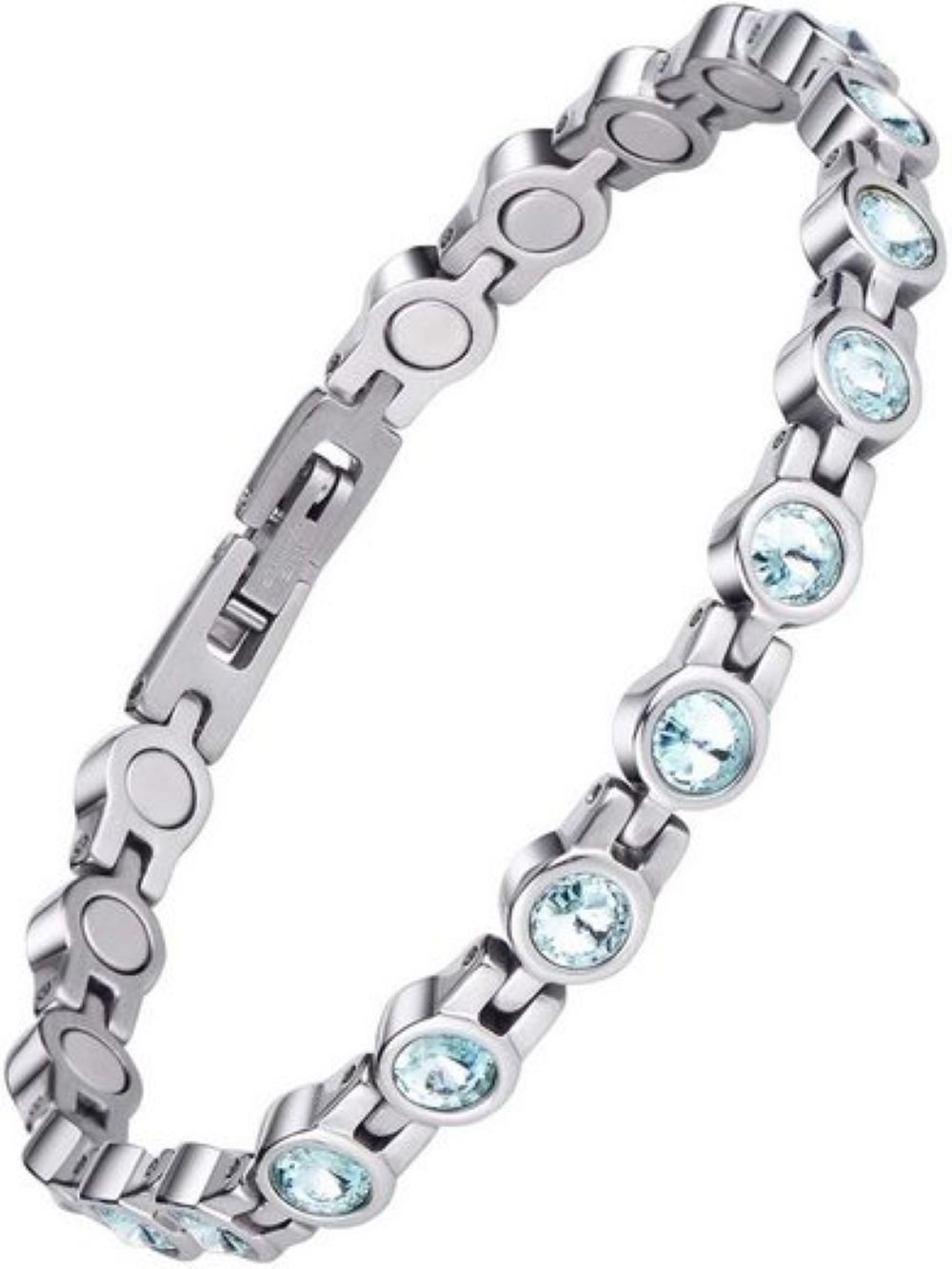 POCHUMIDUU Armkette Armkette Damen silberfarbenes Armband, Magnetische Armbänder, Verstellbar Herz-Armband, Silber, Weihnachten Geburtstag geschenk blau