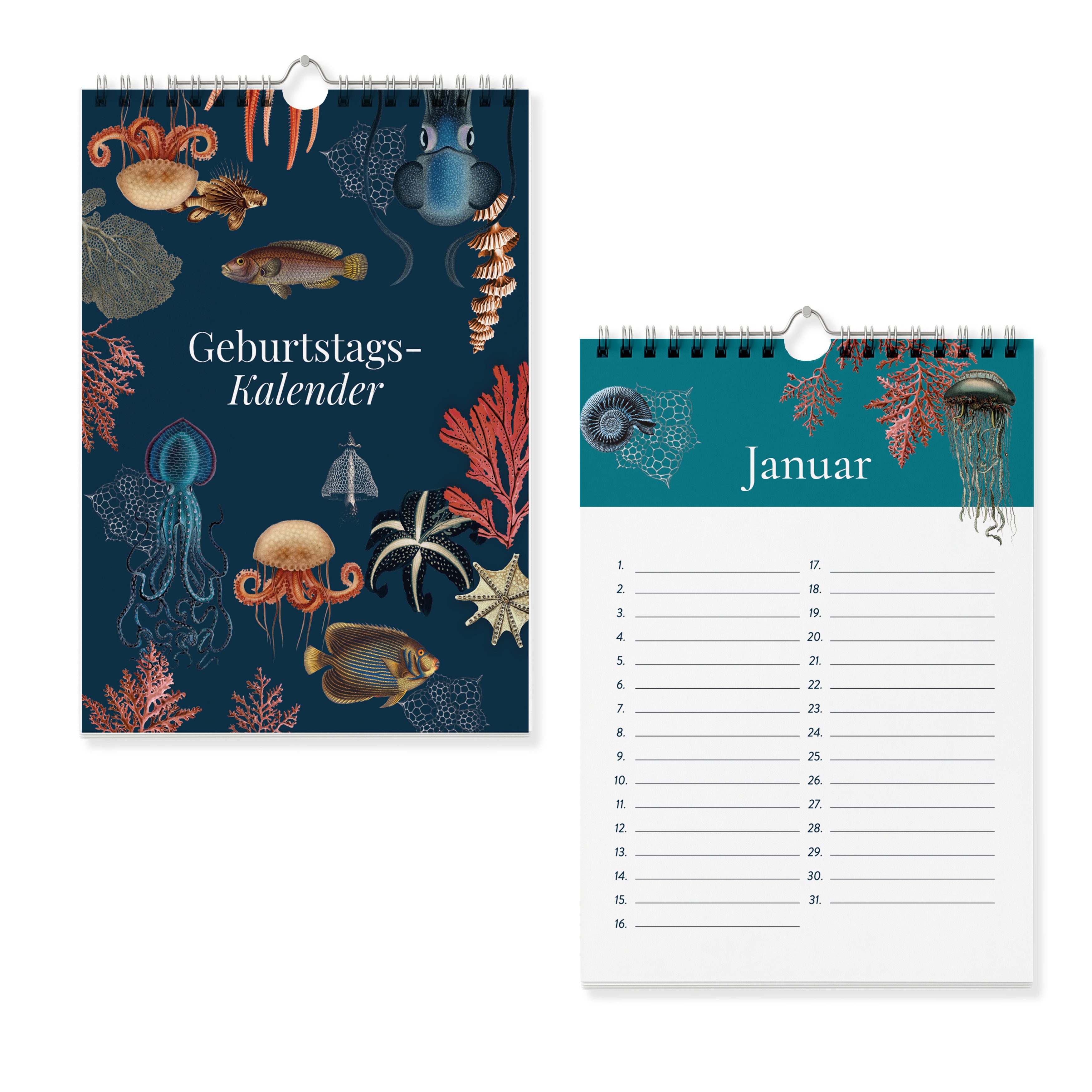 heaven+paper Familienkalender Geburtstagskalender DIN A5 SEA immerwährend, Wandkalender, Hergestellt in Deutschland