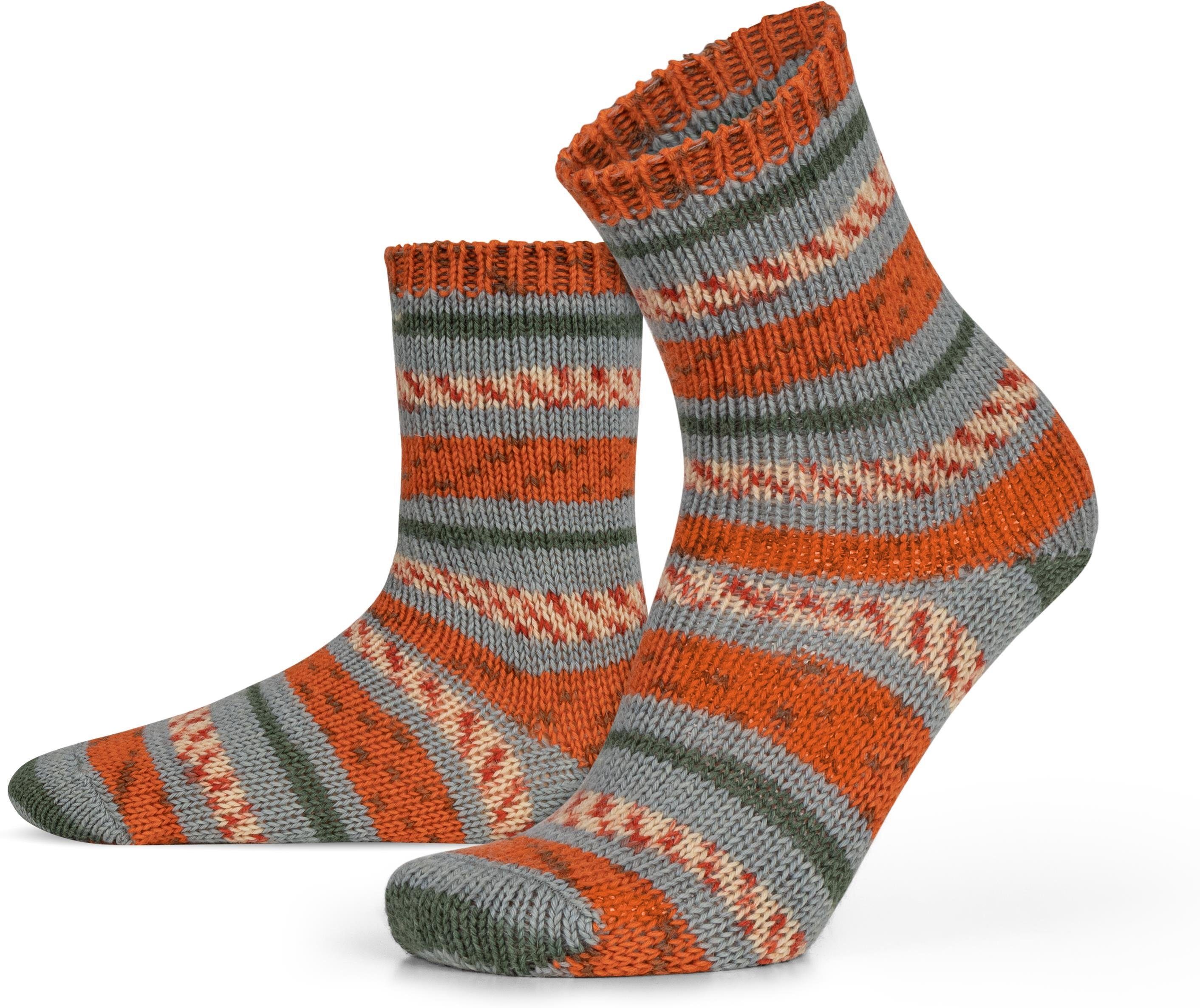 Thermosocken 2 Paar Gestrickte Wollsocken Bunt-geringelt