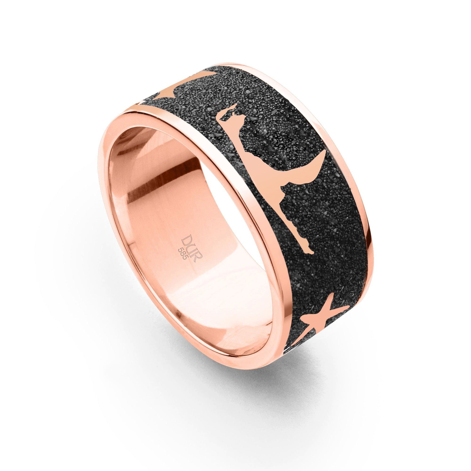 DUR Fingerring DUR Schmuck: Ring, Nachtring "Sylt" mit Lavasand, rosé vergoldet, R586