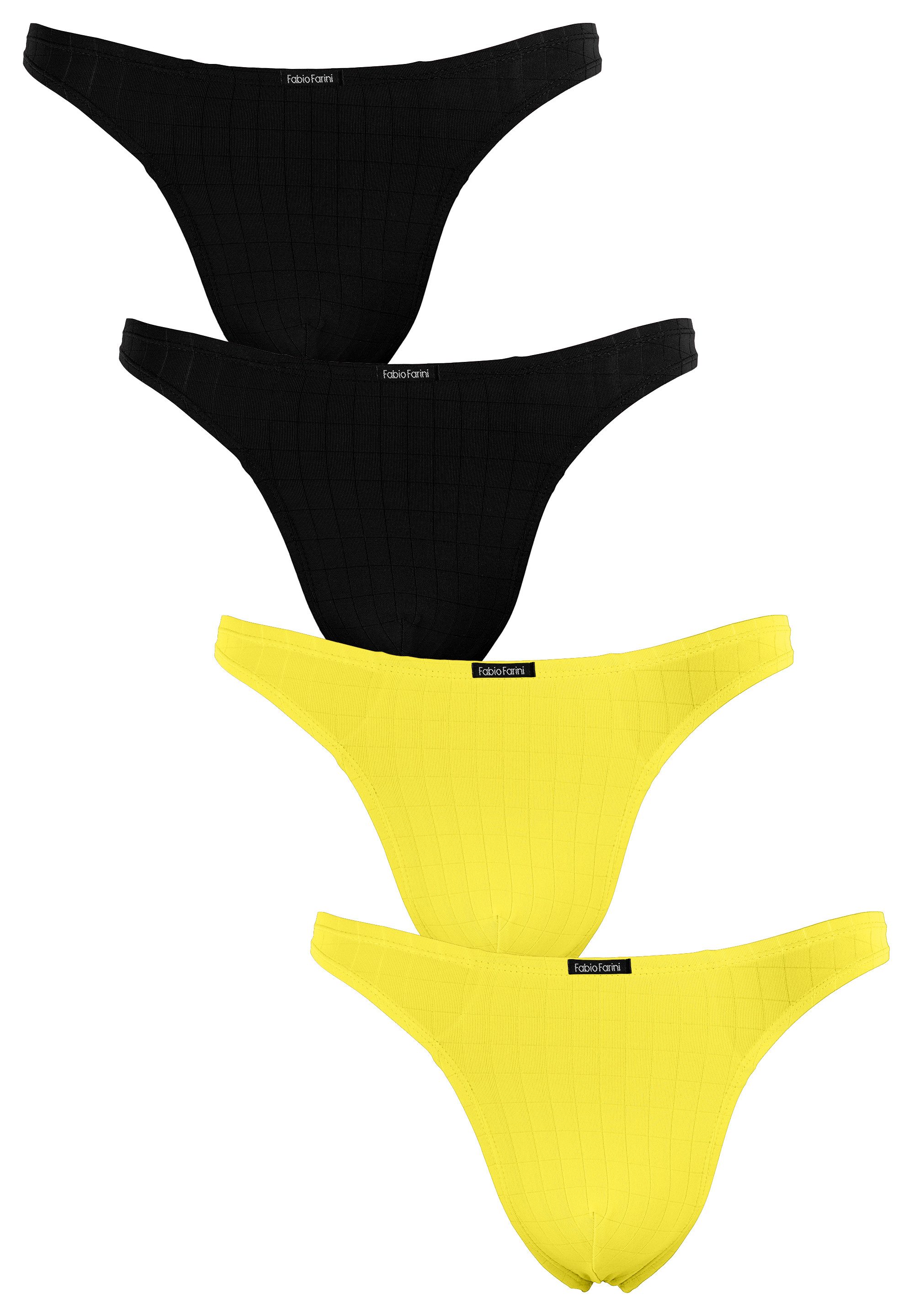 Fabio Farini String Herren Unterhosen - Männer Tangas aus atmungsaktiver Mikrofaser (4-St) im sportlichen Look mit Karo-Muster