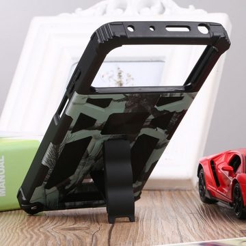 Wigento Handyhülle Für Xiaomi POCO X4 Pro 5G Camouflage Shockproof Armor TPU Schutz Tasche Hülle Cover Mint Grün