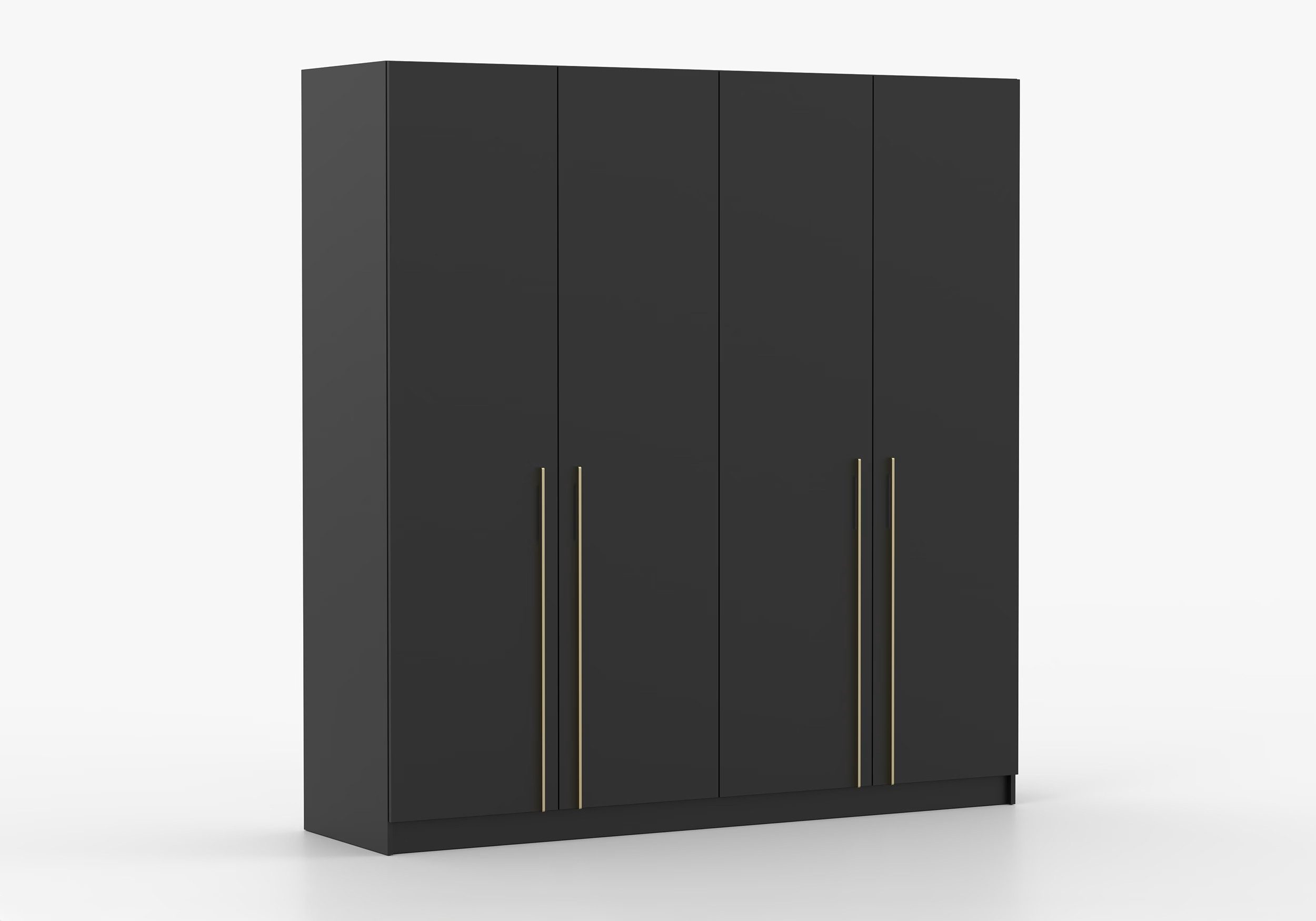 imoebel24 Drehtürenschrank ROSA 4D 200 cm - Schwarz / Gold günstig online kaufen