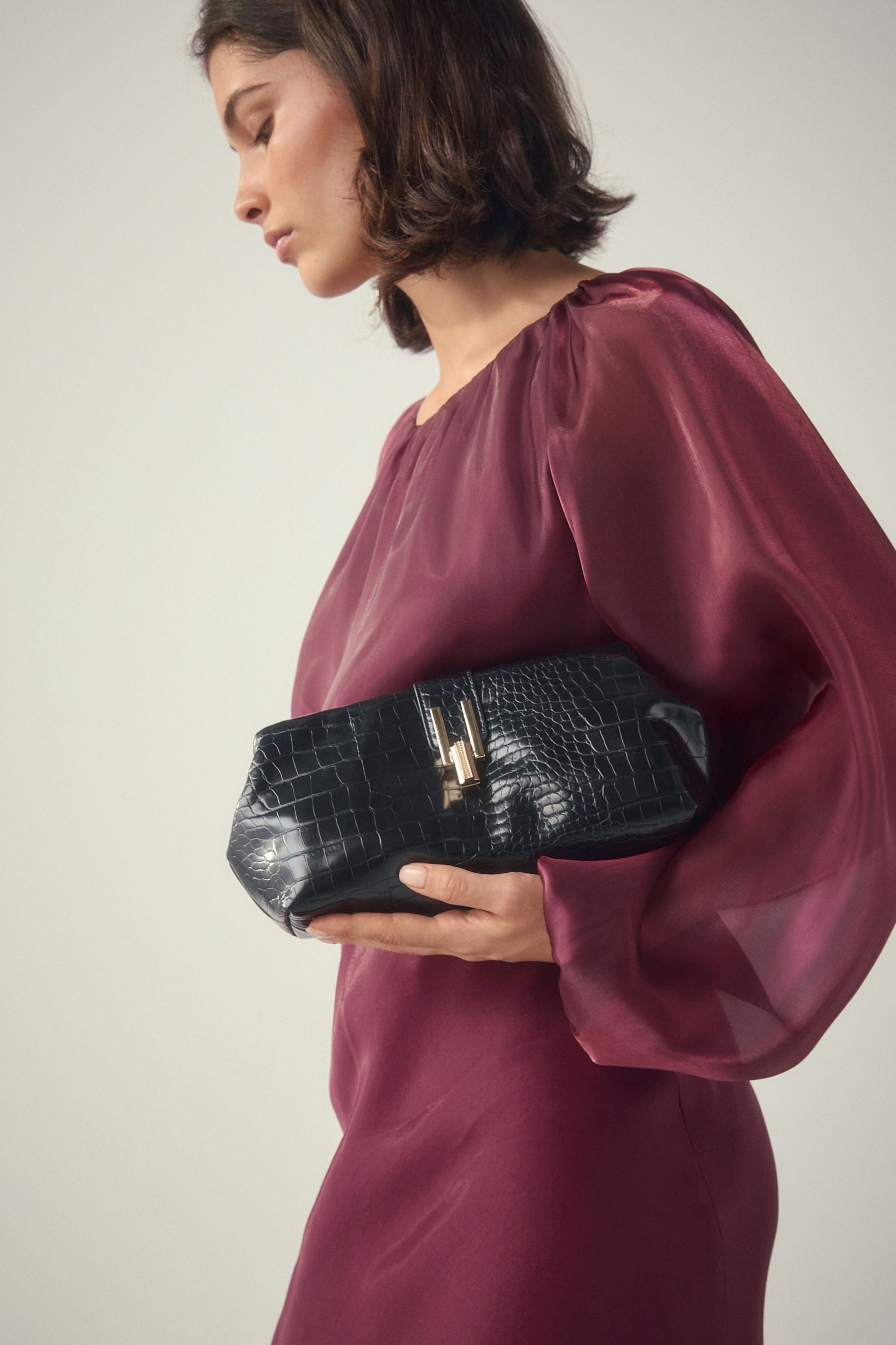 Next Clutch Clutch aus Polyurethan in Kroko-Optik (1-tlg)