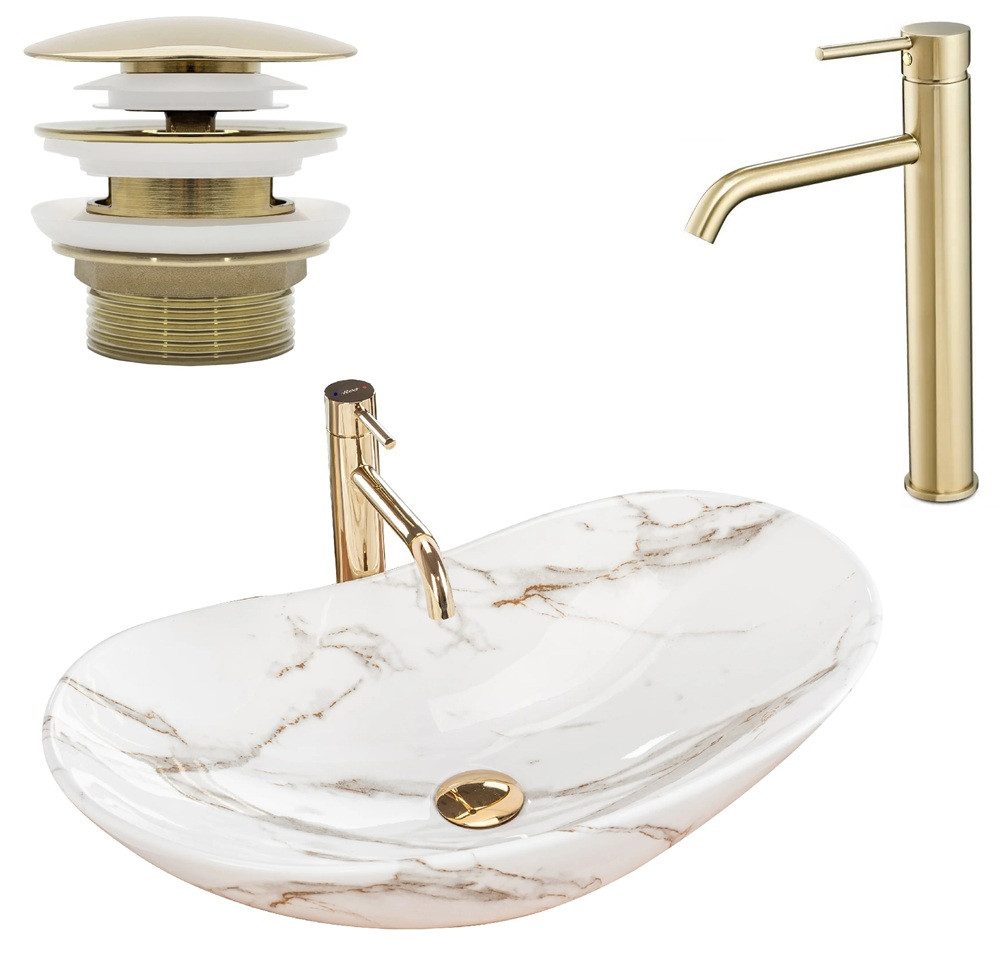 wohnwerk.idee Aufsatzwaschbecken Waschbecken Royal Lava Marmoroptik günstig online kaufen