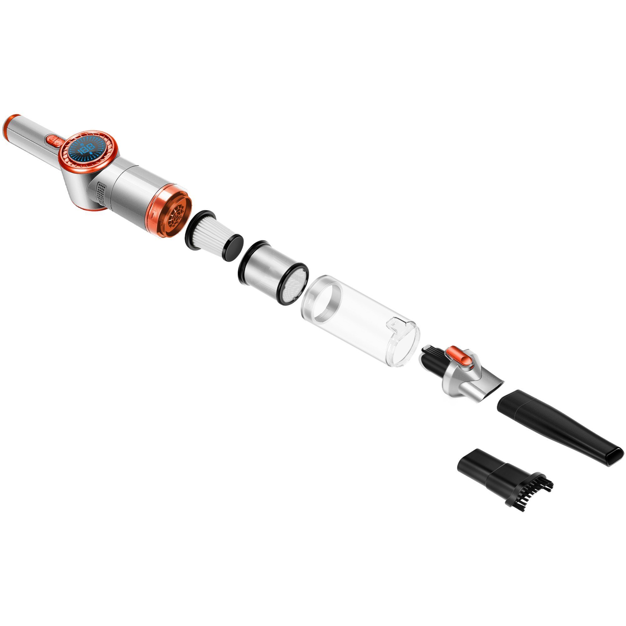 TurboTronic by Z-Line Handstaubsauger 15 kpa, 26 Min. Laufzeit, ultra-Leichtgewicht Boden Staubsauger, 90 W, beutellos, kabelloser Sofa Couch Tisch Handsauger mit Ladestation
