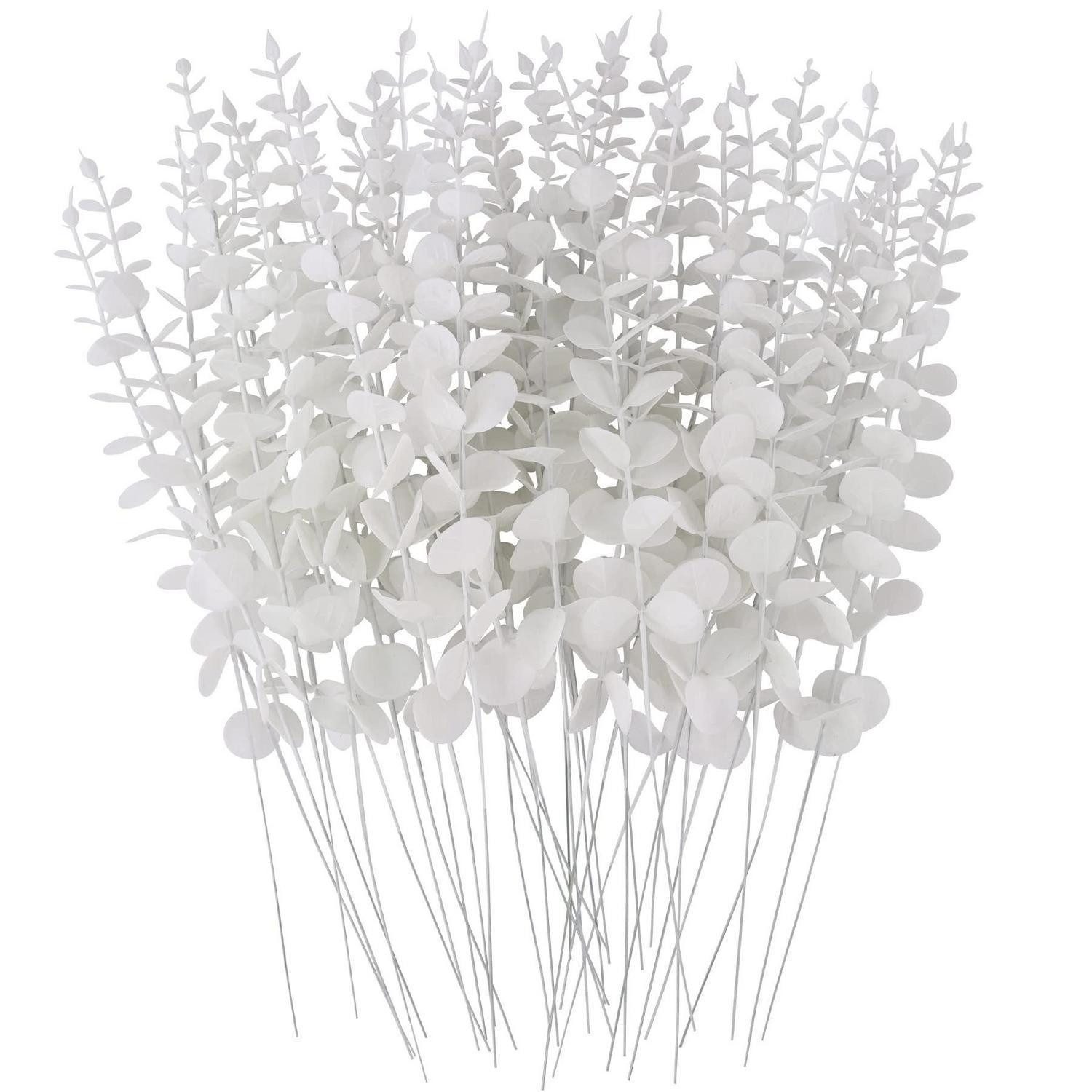 Kunstzweig Künstliche Eukalyptus Zweige 36 St. Weiß, LuxusKollektion, Höhe 8 cm