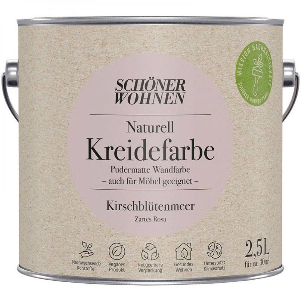 SCHÖNER WOHNEN FARBE Wandfarbe Schöner Wohnen Naturell Kreidefarbe 2,5 Ltr. Kirschblütenmeer zartes