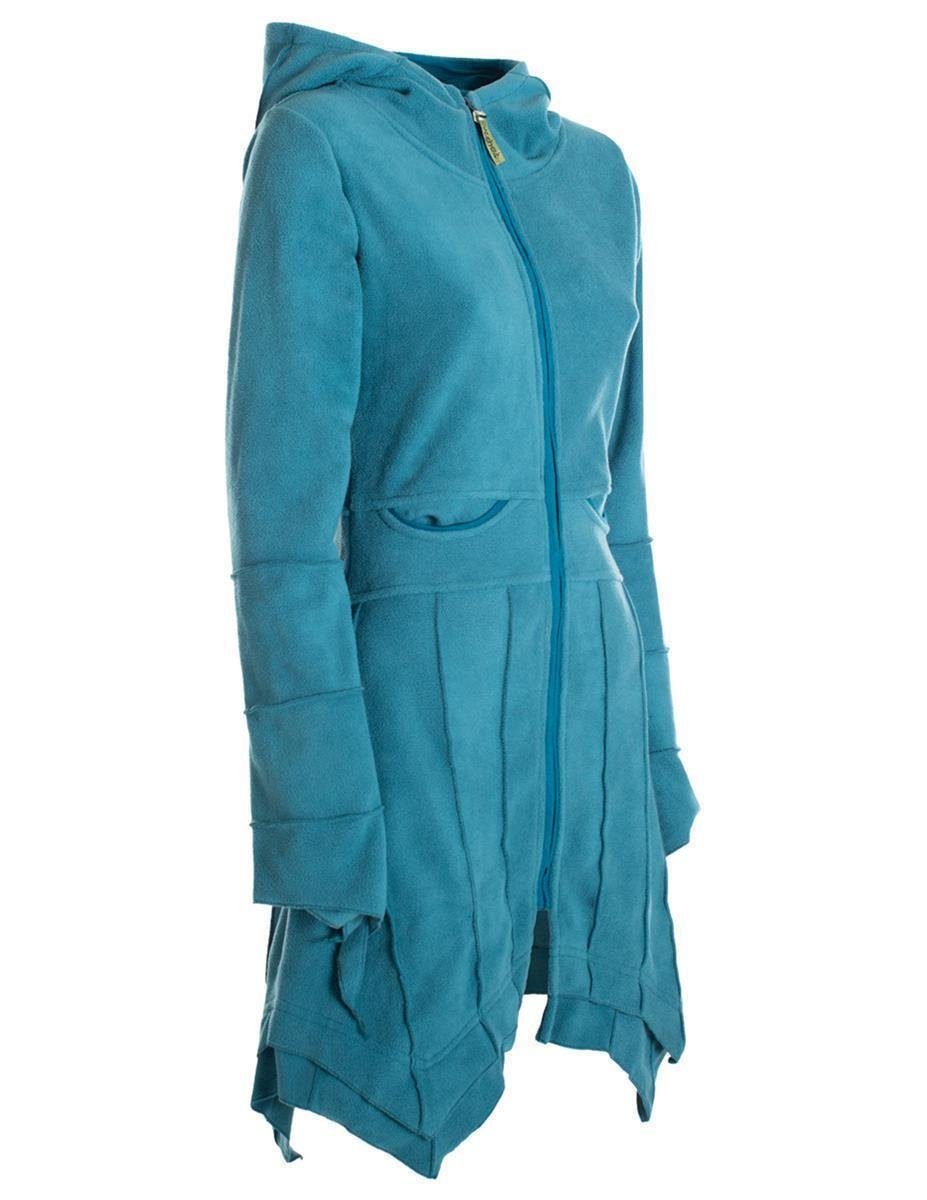 Strickjacke Style Vishes Fleece türkis Zipfelkapuzenjacke Boho Goa, Cardigan Gothik, Hooded Ethno, Kurzmantel Fleecemantel