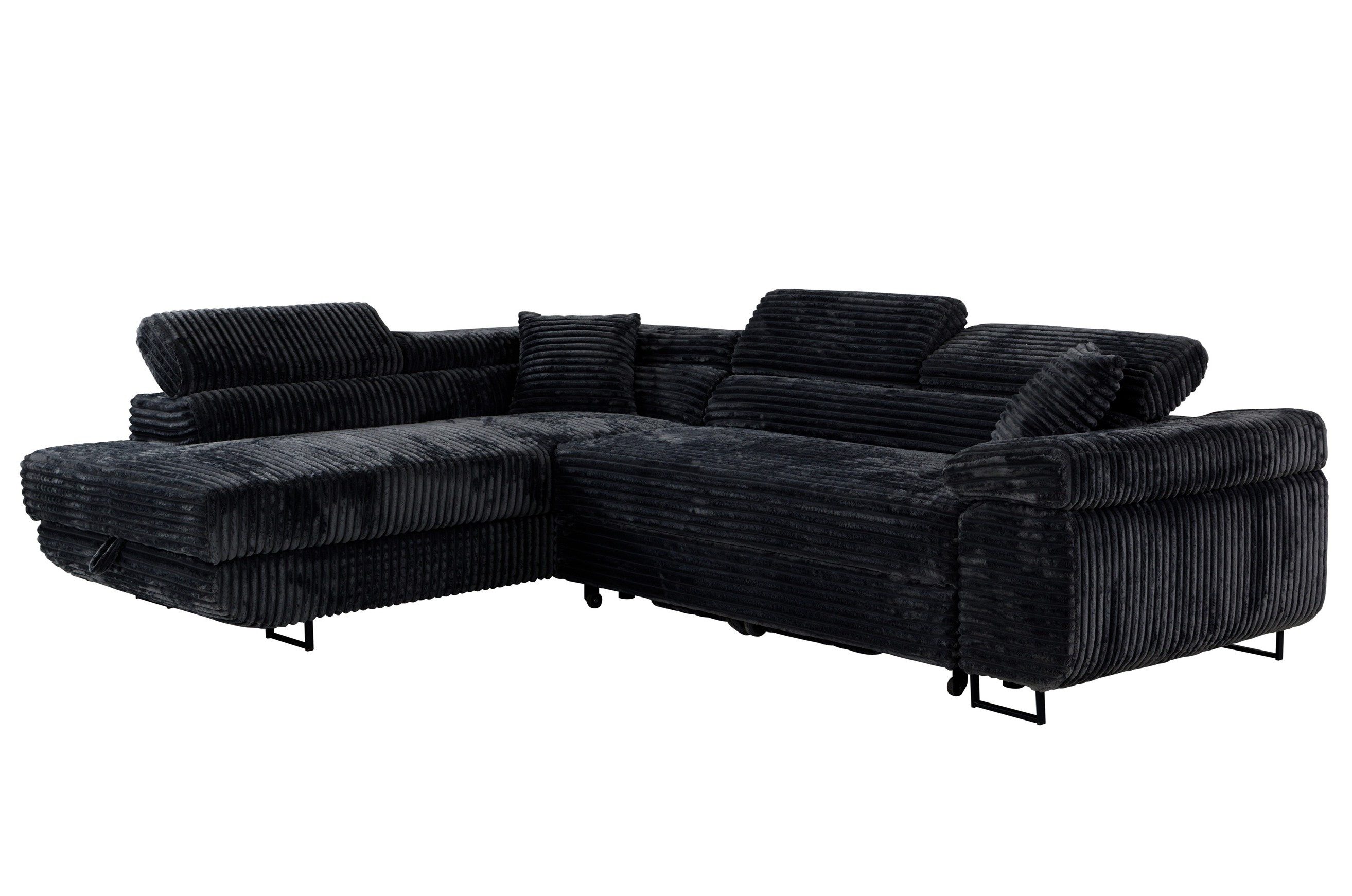 Labett Ecksofa mit Schlaffunktion & Bettkasten Links/Rechts Sofa L-Form GUSTAVO, Kopfstützen