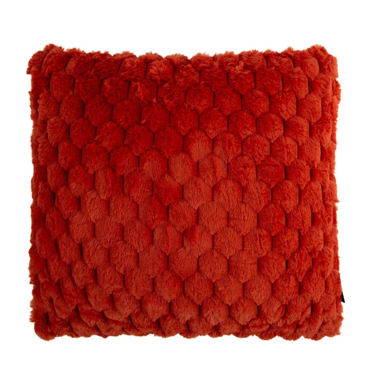 SCHÖNER LEBEN. Fellkissen Kuschelkissen 3D Knubbel marsala rotbraun 45x45cm