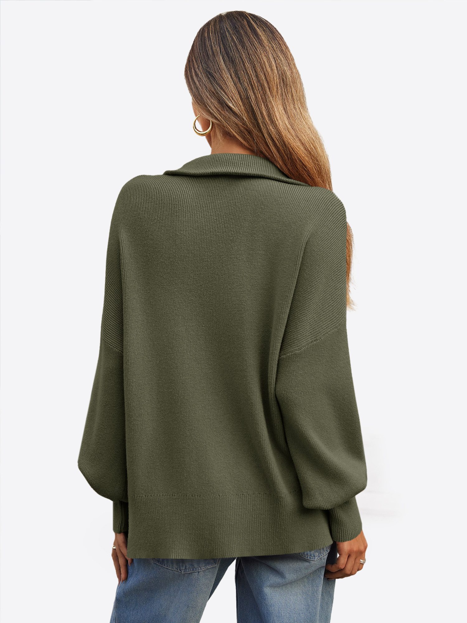 Imily Bela Sweater Damen Oversize-Pullover mit 1/4-Reißverschluss (Packung, günstig online kaufen