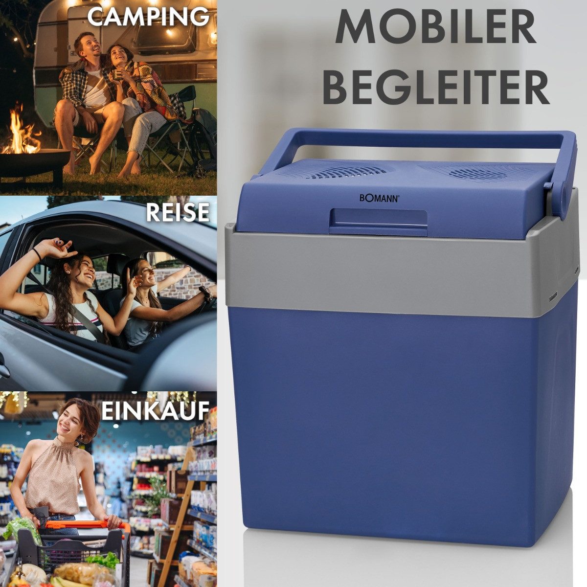 BOMANN Elektrische Kühlbox KB 6012.1 CB, Auto und Camping, 28L, 12V und 230V Anschluss