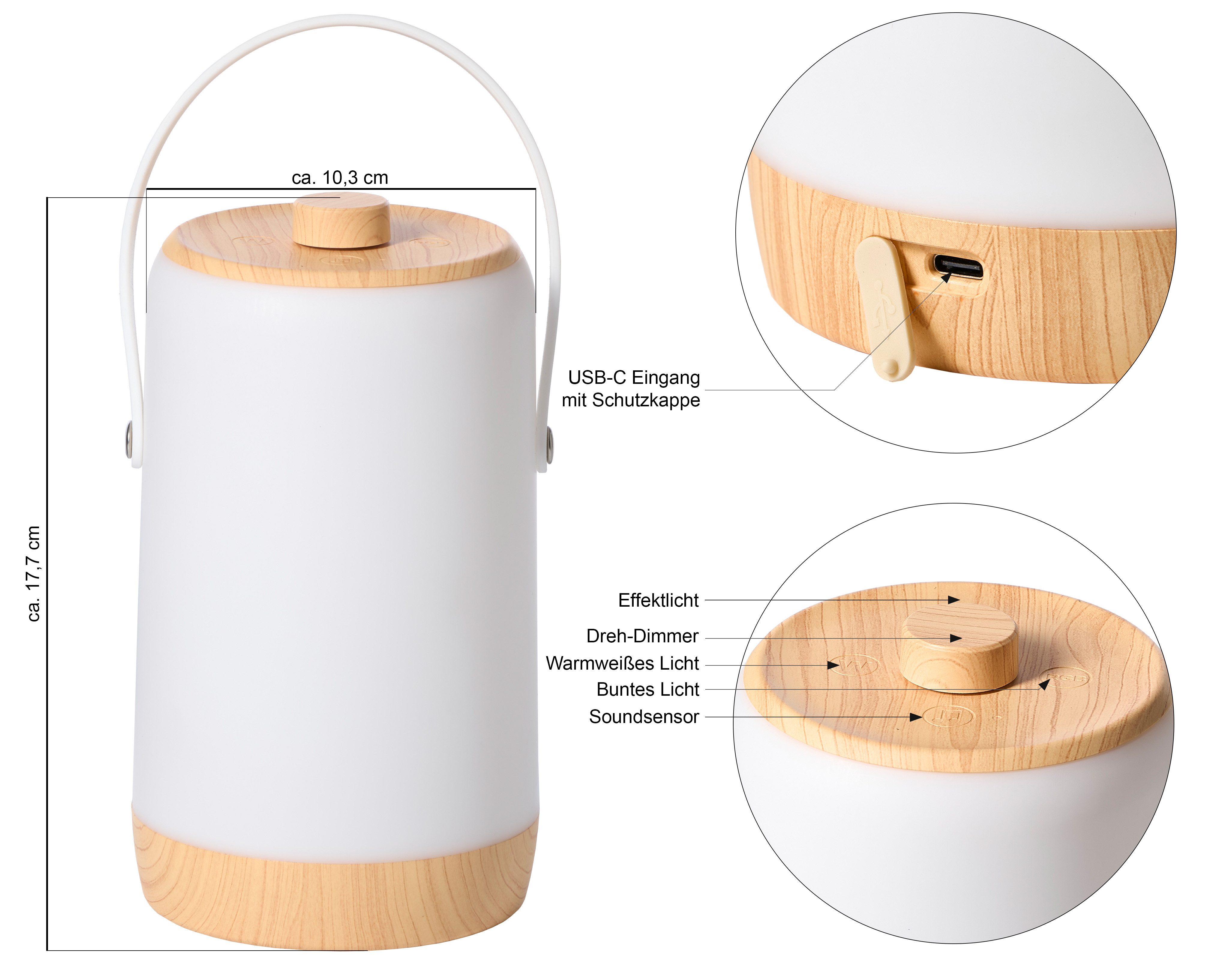 Northpoint LED Laterne Akku Innen Außen Dimmdrehknopf RGBW Soundsensor Lichteffekte – Bild 2 von 5
