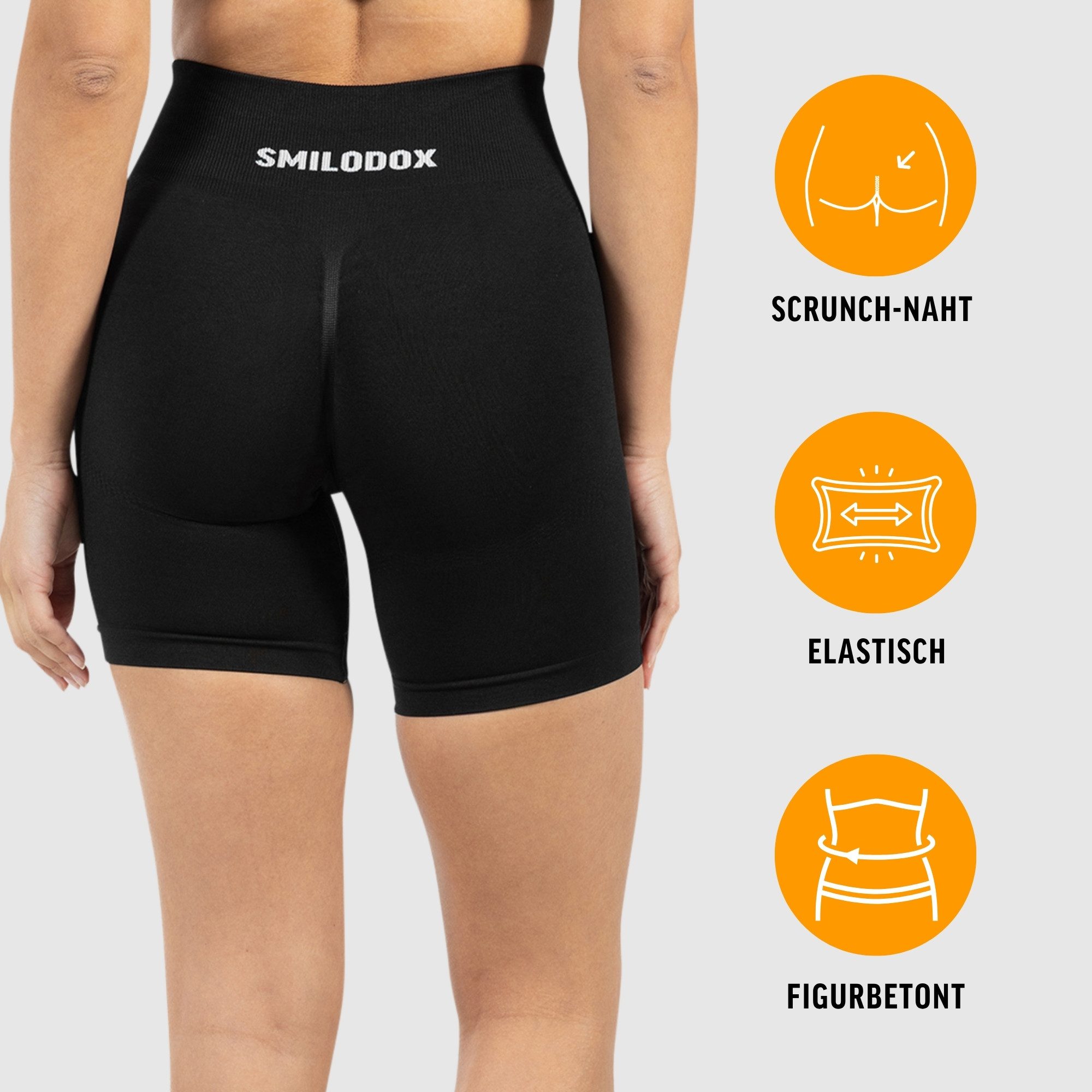 Smilodox Shorts Nomeli Scrunch, Kurze Seamless Sportshorts Shaped Fit, Booty Scrunch Radlerhose elastisch & bequem, Training Freizeit Gym Workout Alltag
