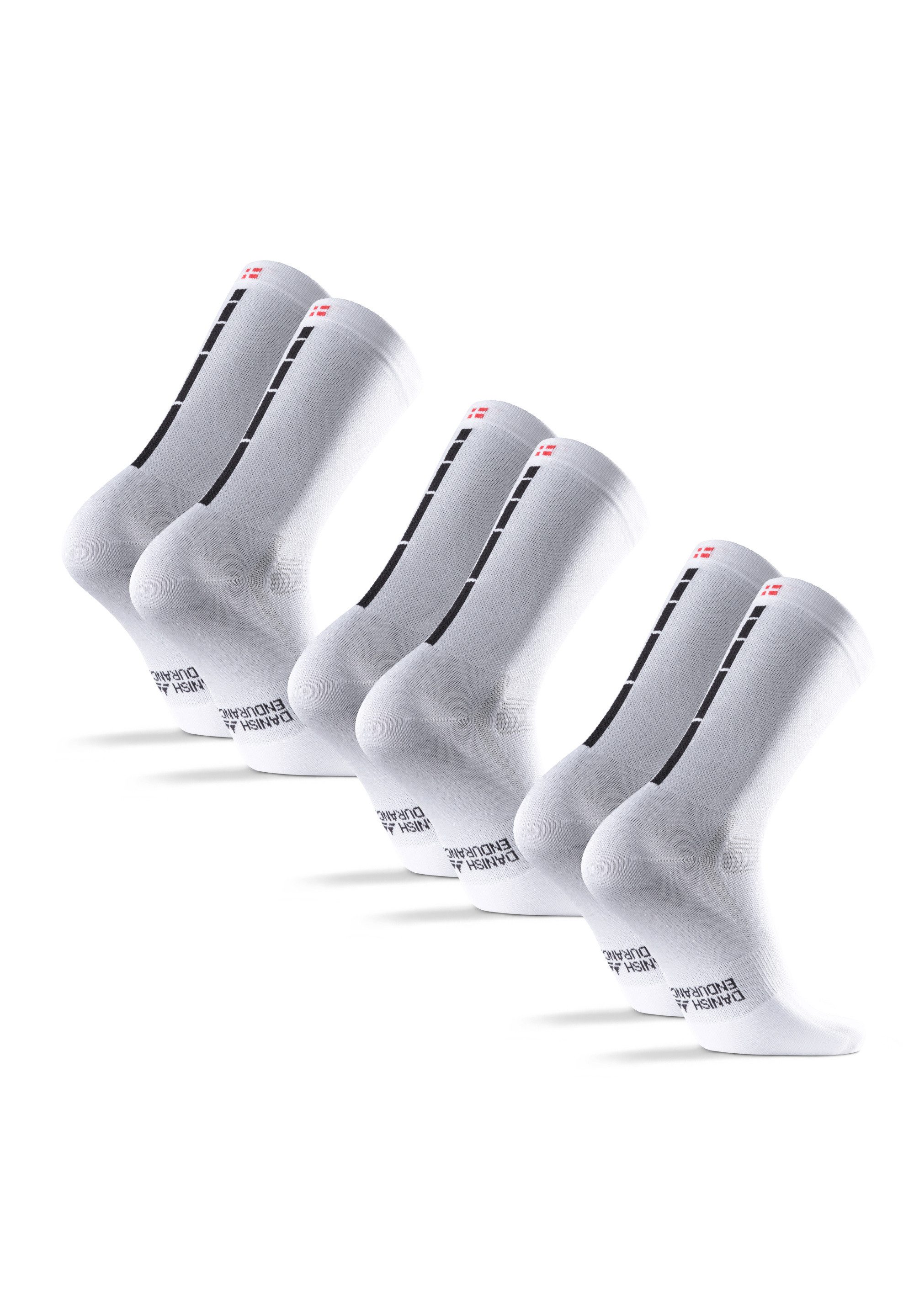 DANISH ENDURANCE Basicsocken Aero Cycling Crew (3-Paar) Radsportsocken für Herren & Damen, atmungsaktiv & gepolstert