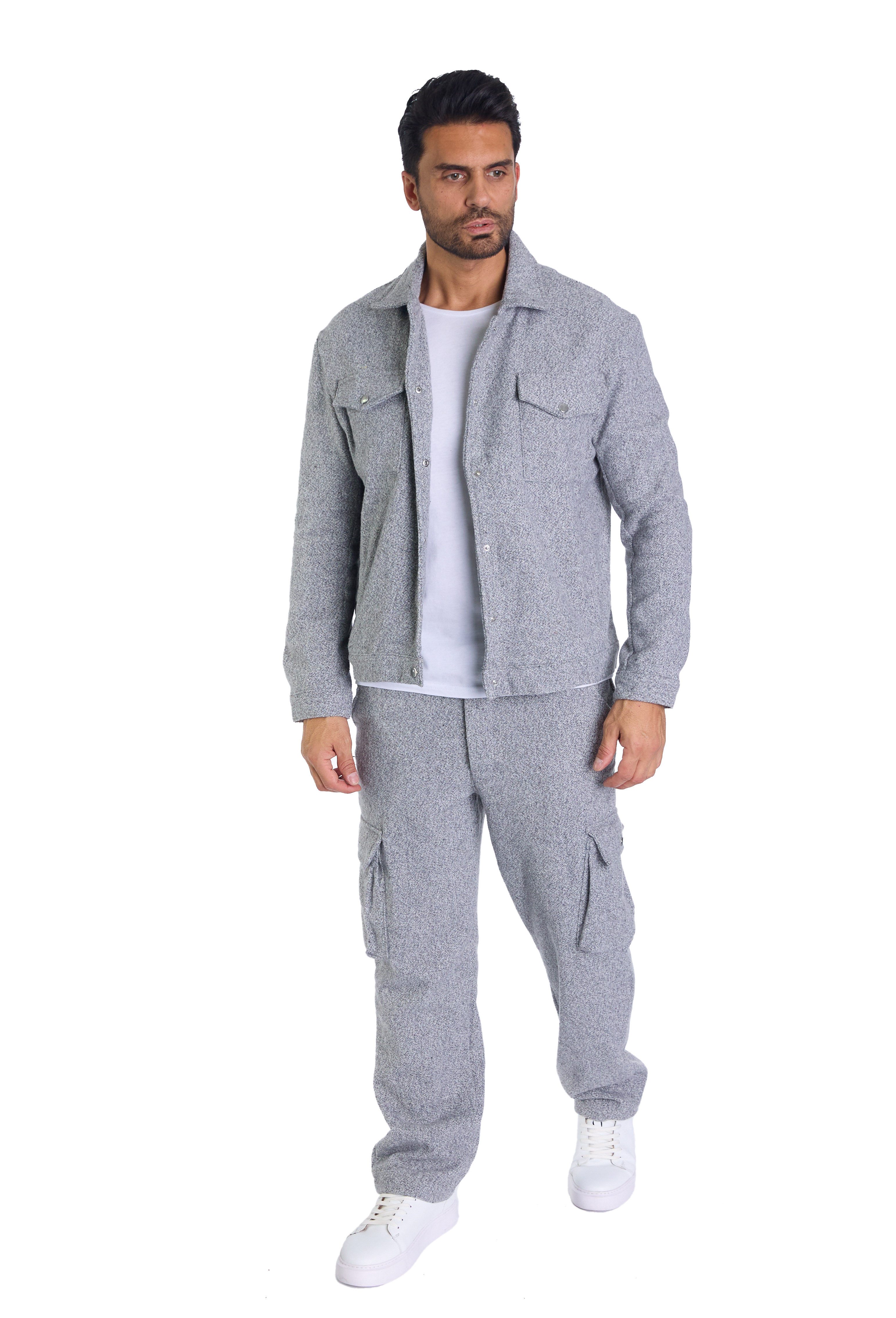 Denim Distriqt Freizeitanzug Herren Freizeitanzug mit Baggy Hose Grau S (2- günstig online kaufen