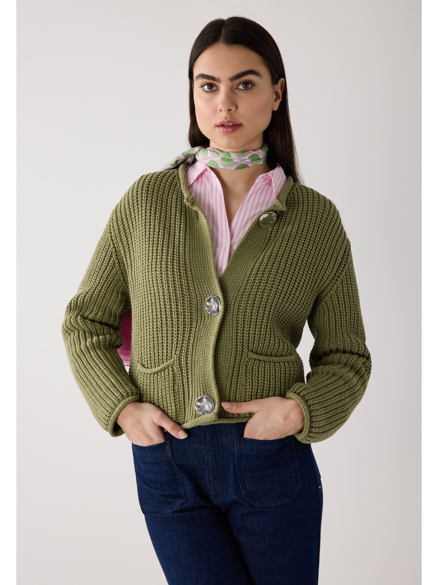 MORE&MORE Strickjacke kurze Rippstrickjacke günstig online kaufen