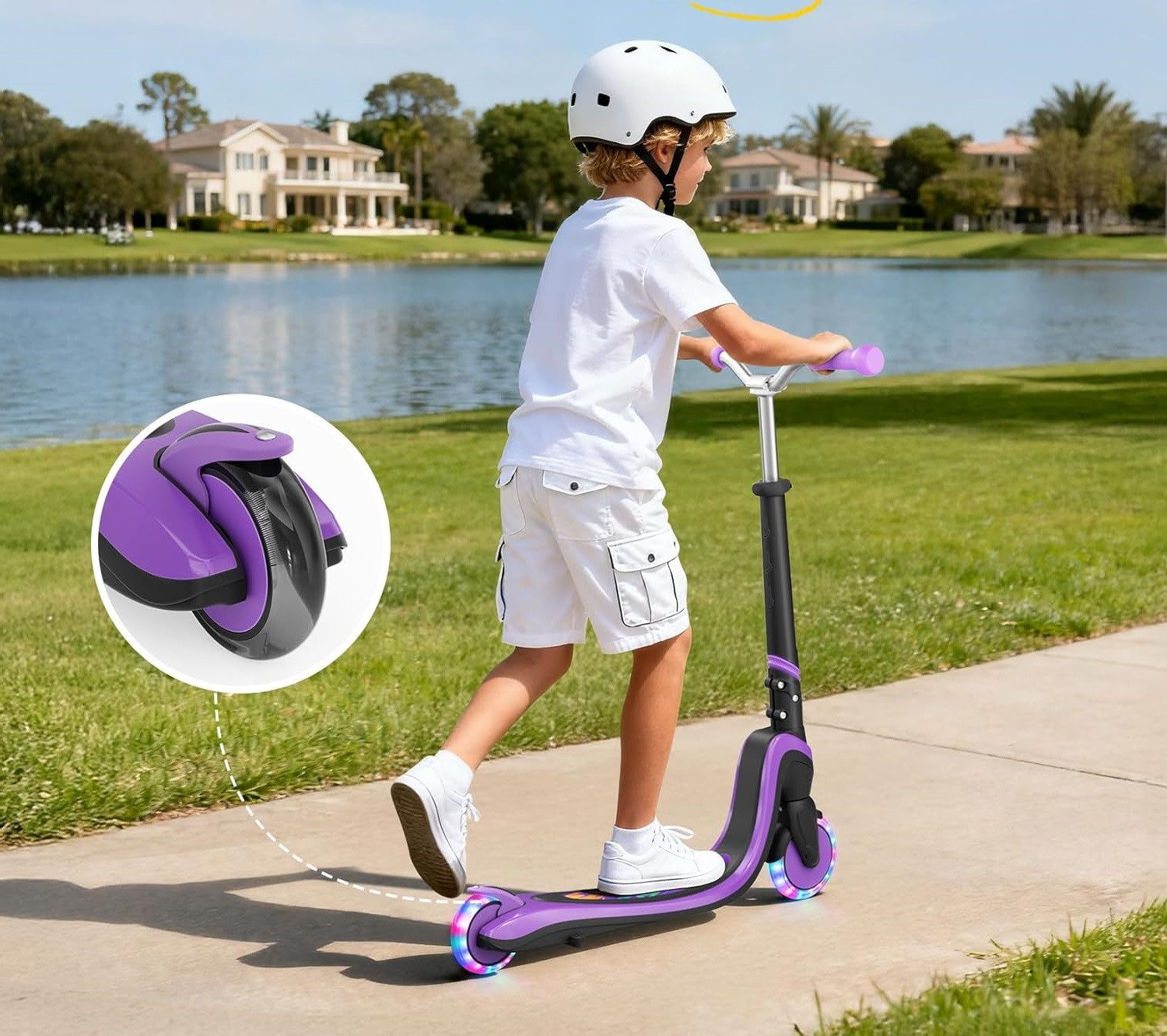 TONBUX Scooter Kinderroller mit coolem beleuchteten Brett und PU-Rädern