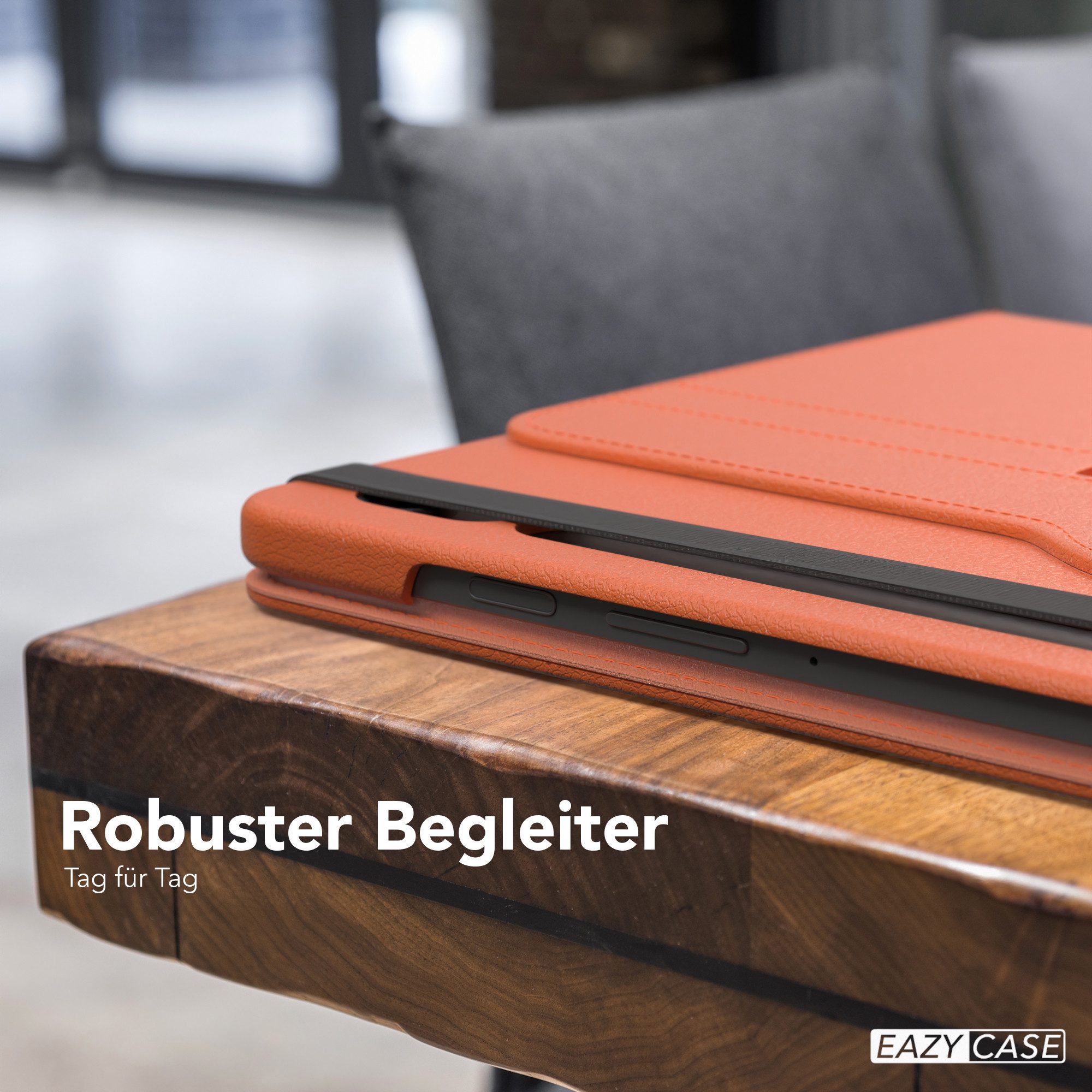 EAZY CASE Tablet-Hülle Rotation Case für Galaxy Tab S10 FE 10,9 Zoll, Tabletschutz robust magnetisch verstellbar Klappetui mit Deckel Orange – Bild 2 von 5