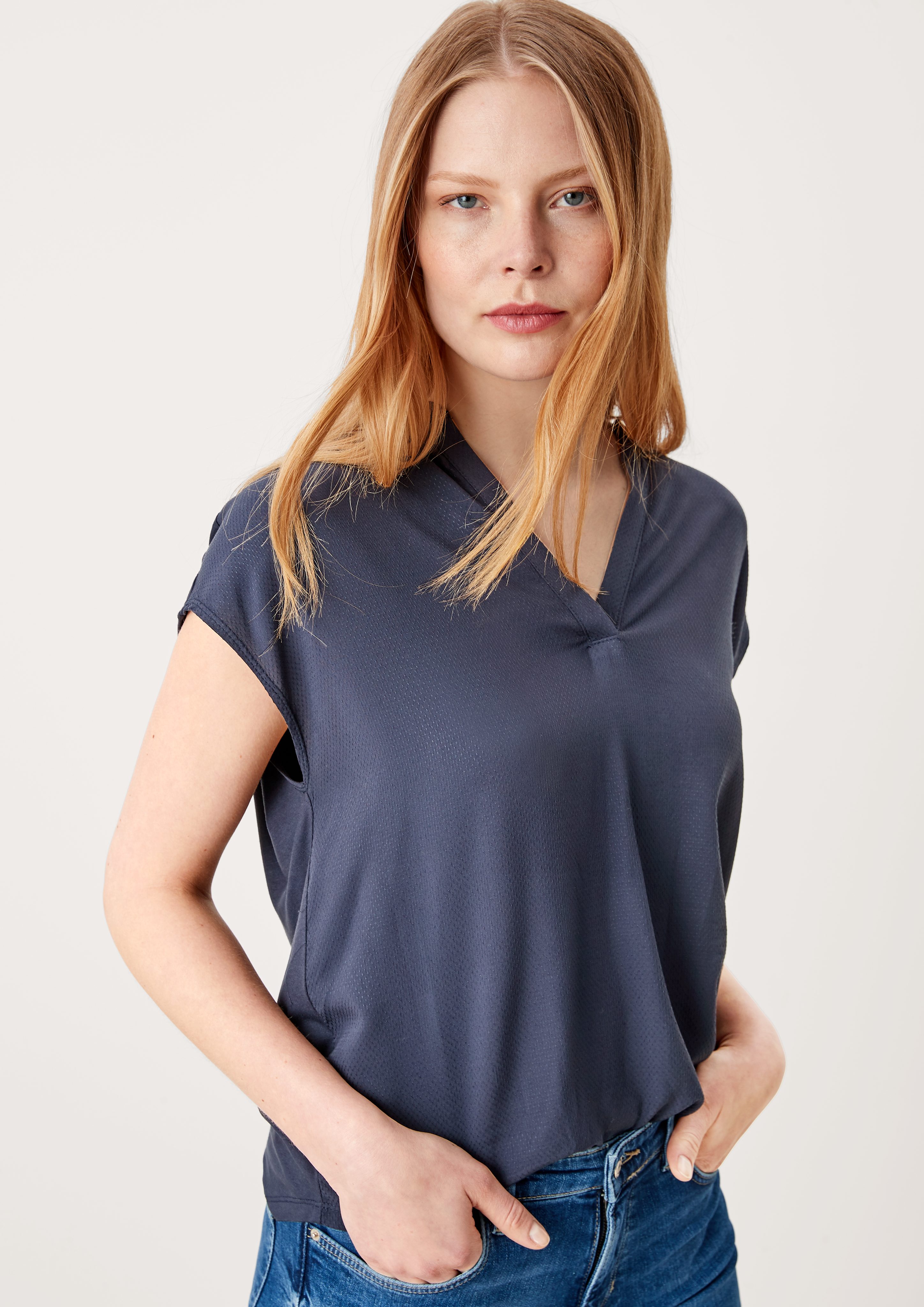 s.Oliver Shirttop Viskose Shirt im Materialmix günstig online kaufen