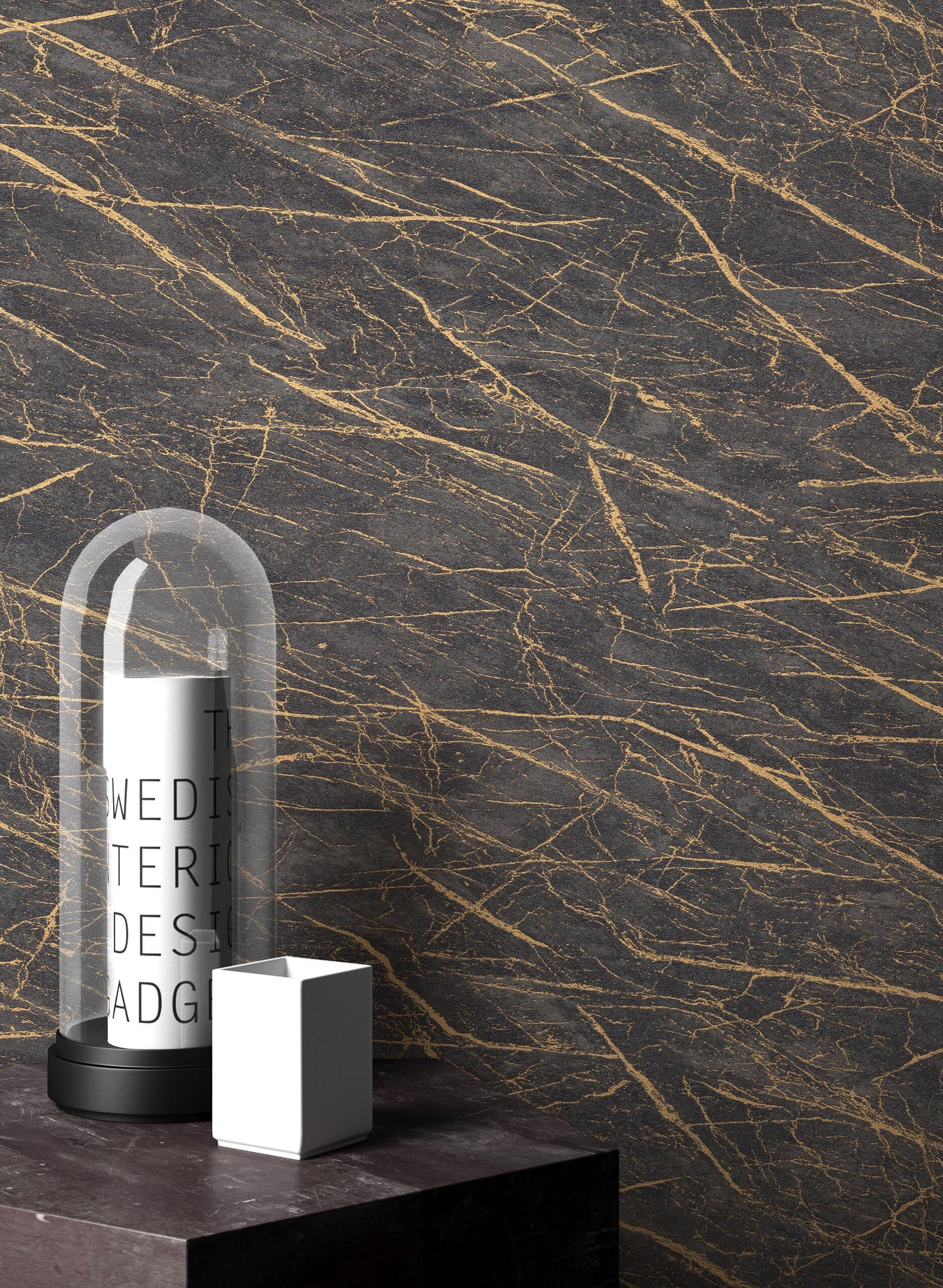 Newroom Vliestapete Dabie Tapete Marmortapete Marmor,Muster, Schwarz Tapete günstig online kaufen