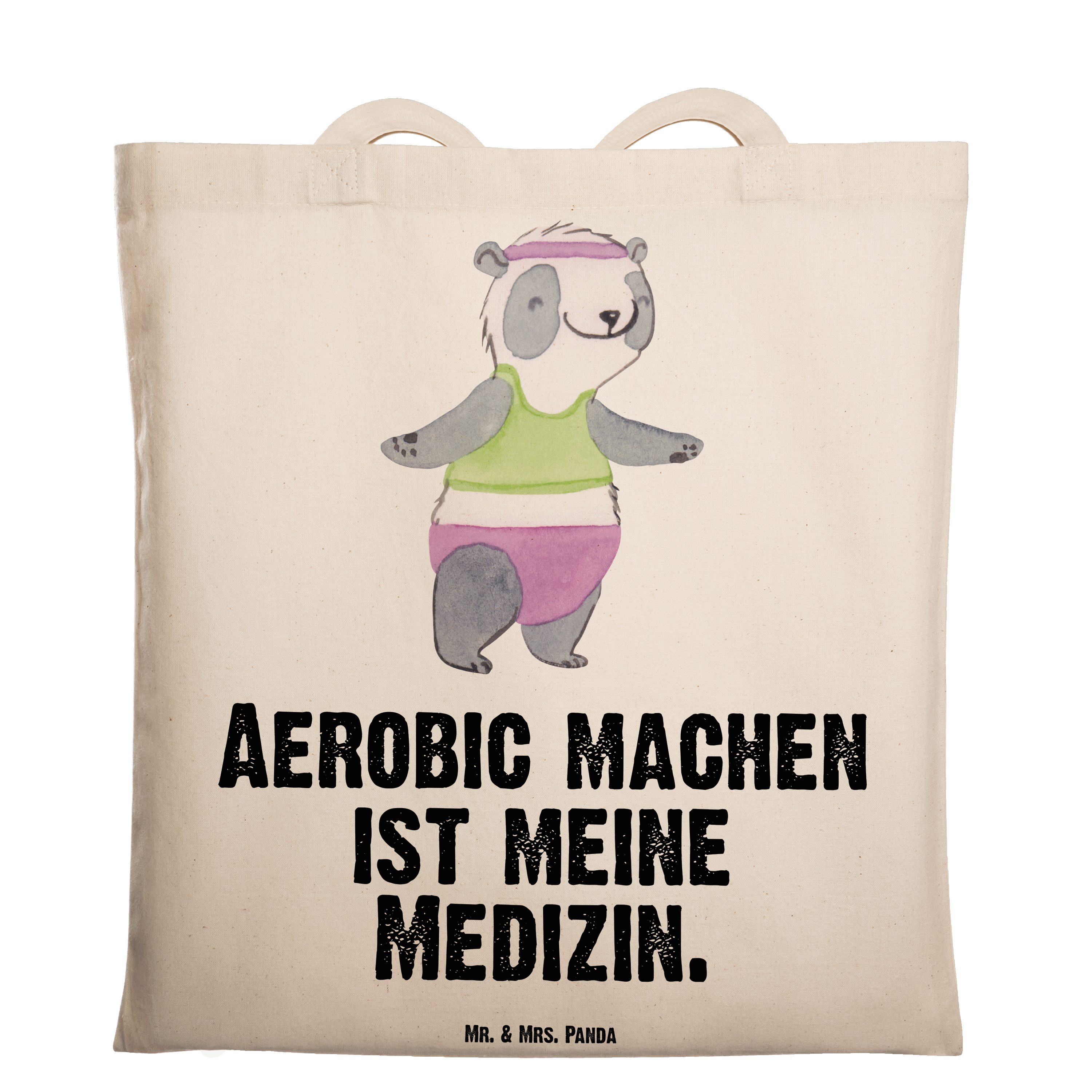 Transparent Tragetasche Fitn Panda Aerobic Panda - Medizin Fitness, Mr. - Mrs. (1-tlg) & Geschenk, Aerobic